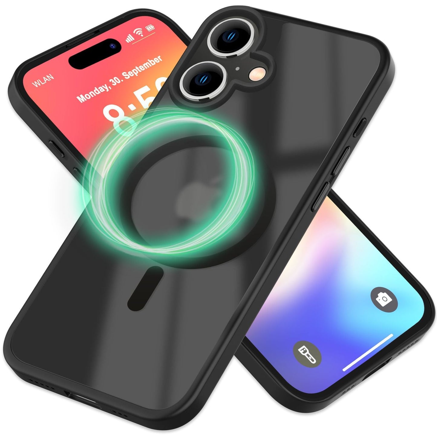 NALIA Matte MagSafe Hybrid Hülle für iPhone 16, Anti-Fingerabdruck Acryl Rückseite, Cover Semi-Transparent