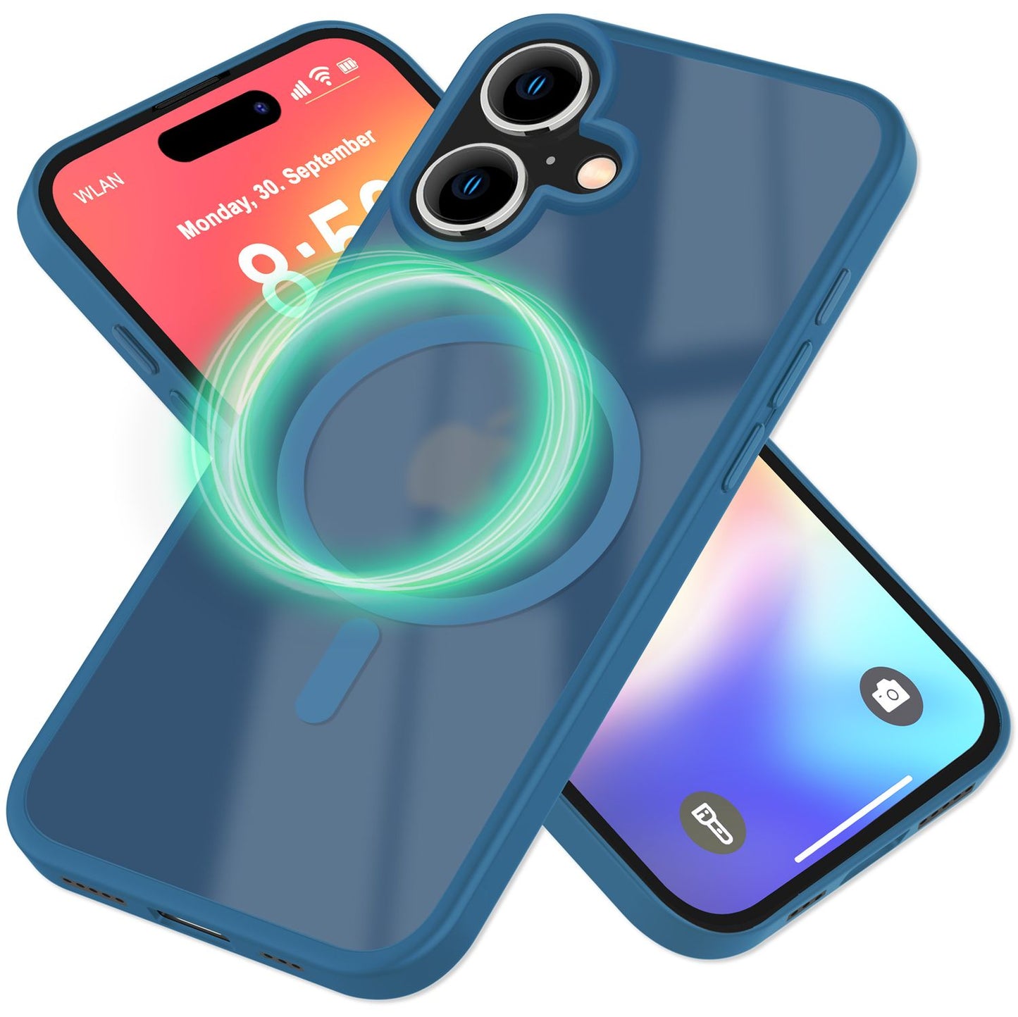 NALIA Matte MagSafe Hybrid Hülle für iPhone 16, Anti-Fingerabdruck Acryl Rückseite, Cover Semi-Transparent