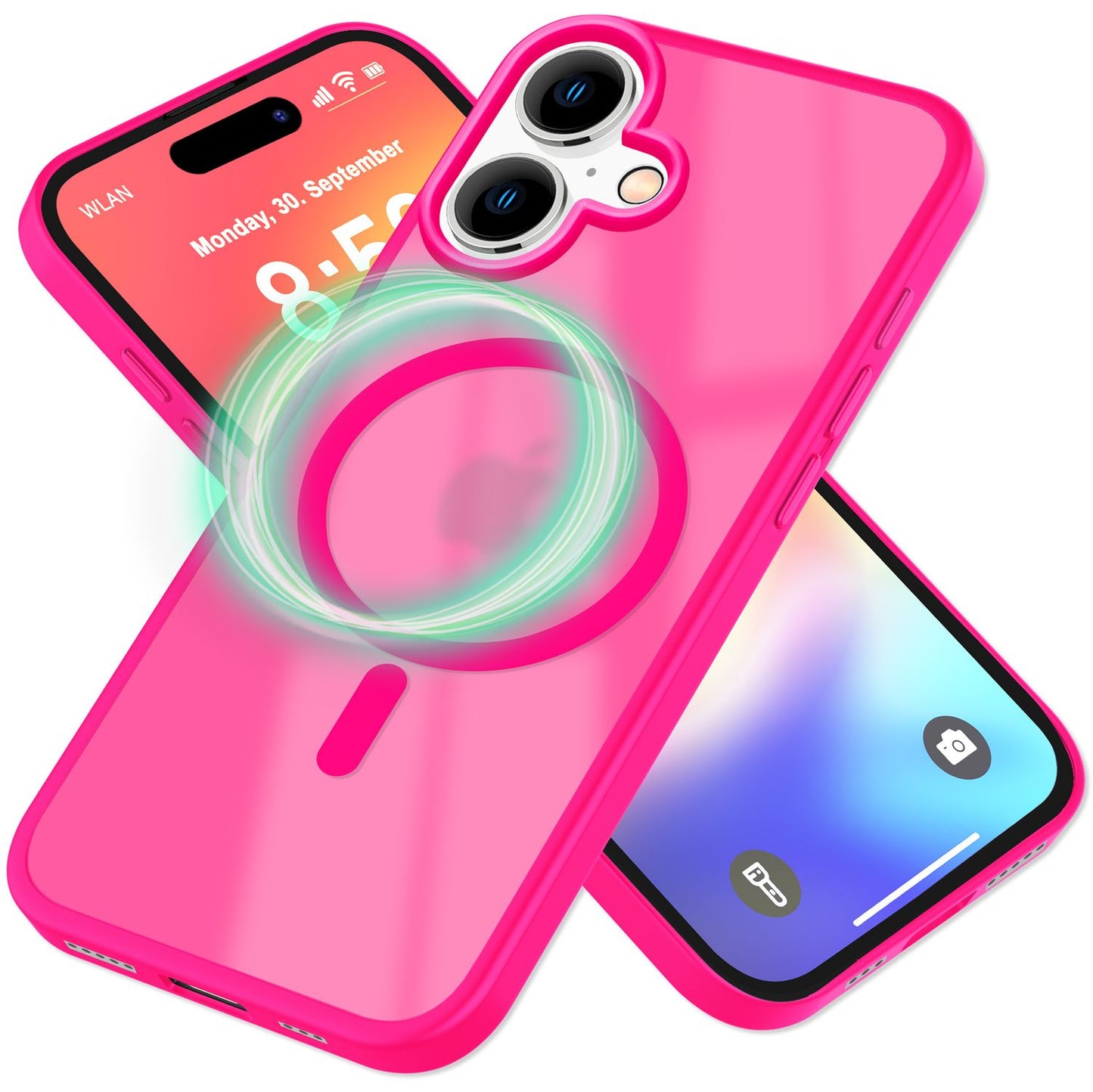 NALIA Matte MagSafe Hybrid Hülle für iPhone 16, Anti-Fingerabdruck Acryl Rückseite, Cover Semi-Transparent