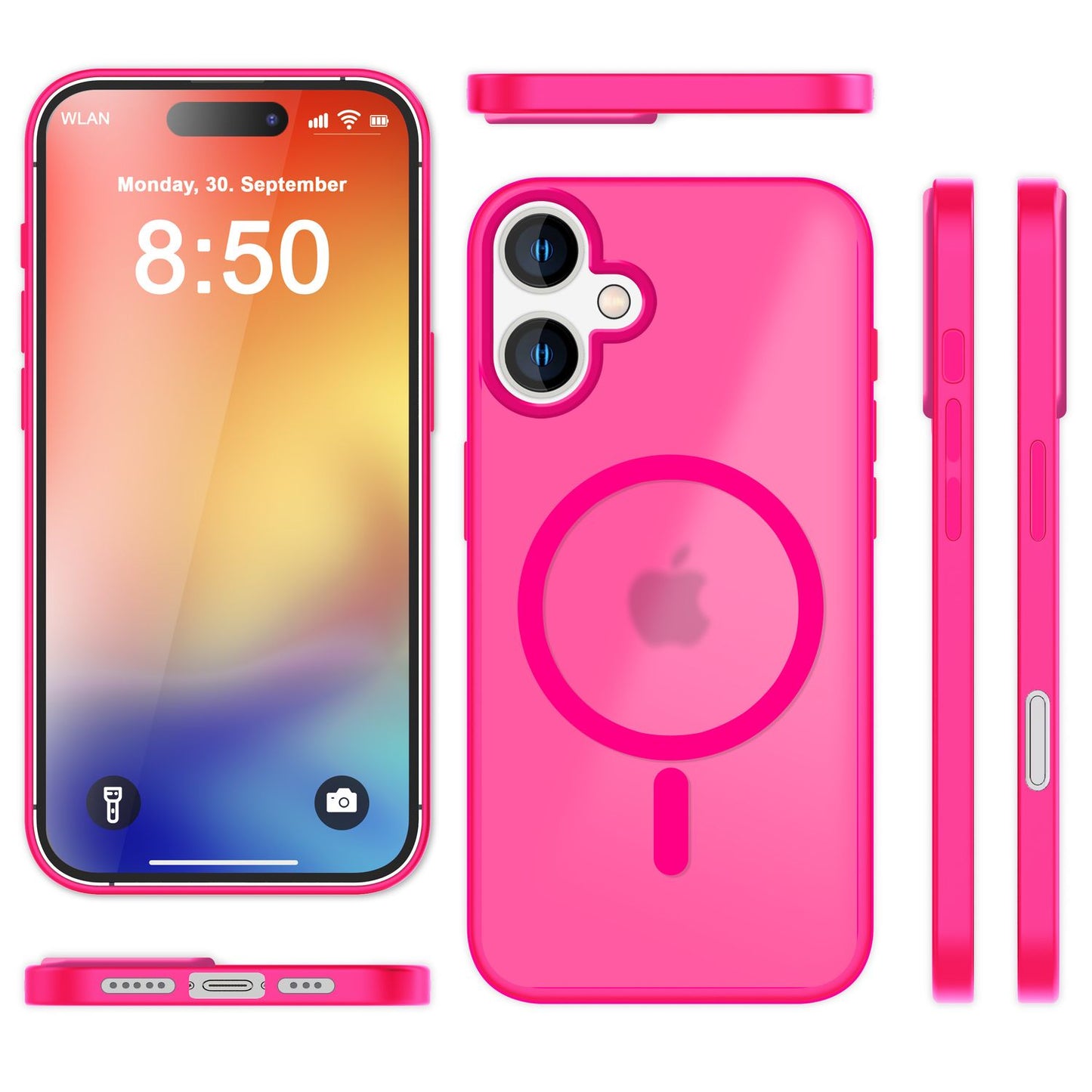 NALIA Matte MagSafe Hybrid Hülle für iPhone 16, Anti-Fingerabdruck Acryl Rückseite, Cover Semi-Transparent