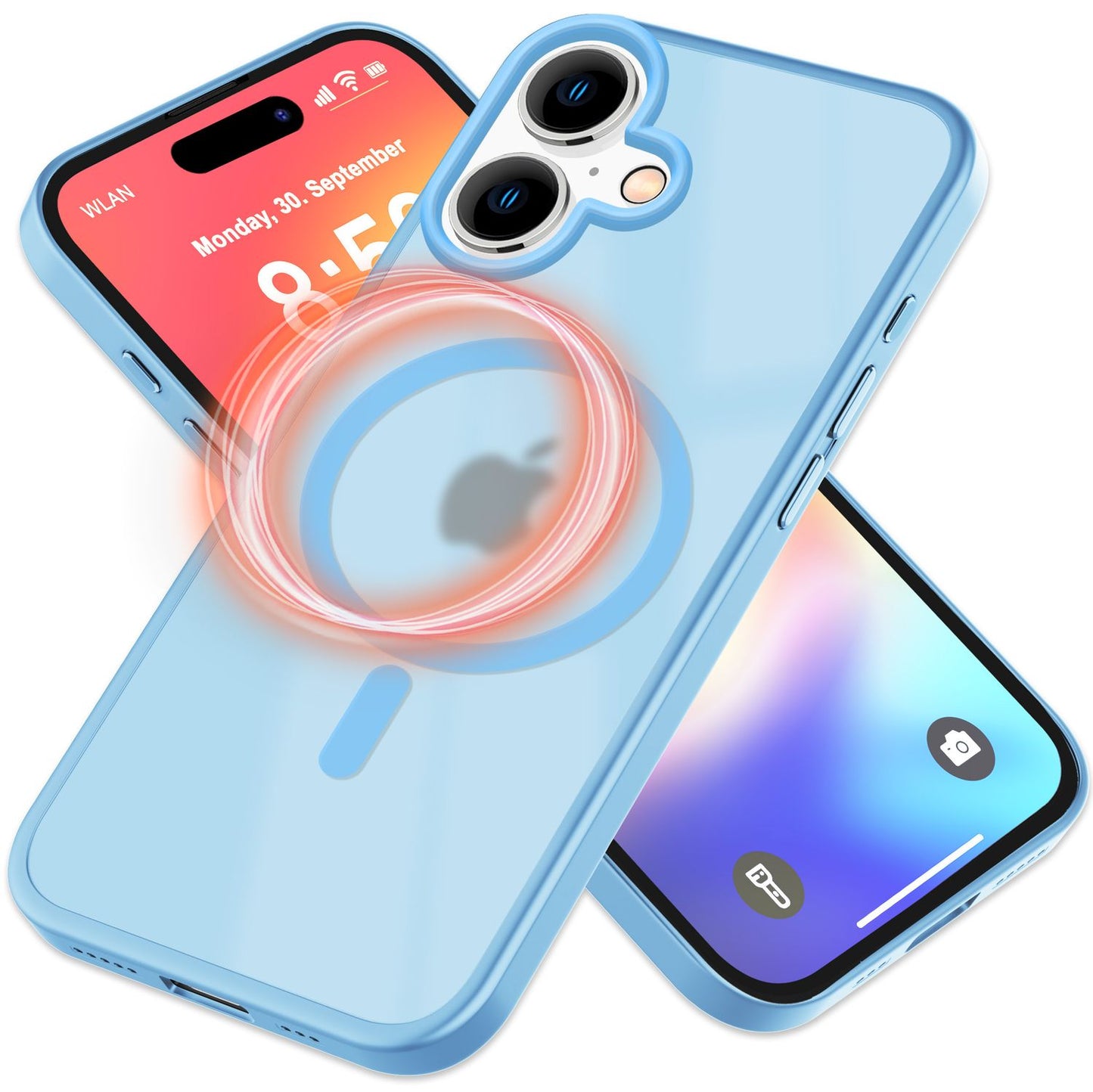 NALIA Matte MagSafe Hybrid Hülle für iPhone 16, Anti-Fingerabdruck Acryl Rückseite, Cover Semi-Transparent