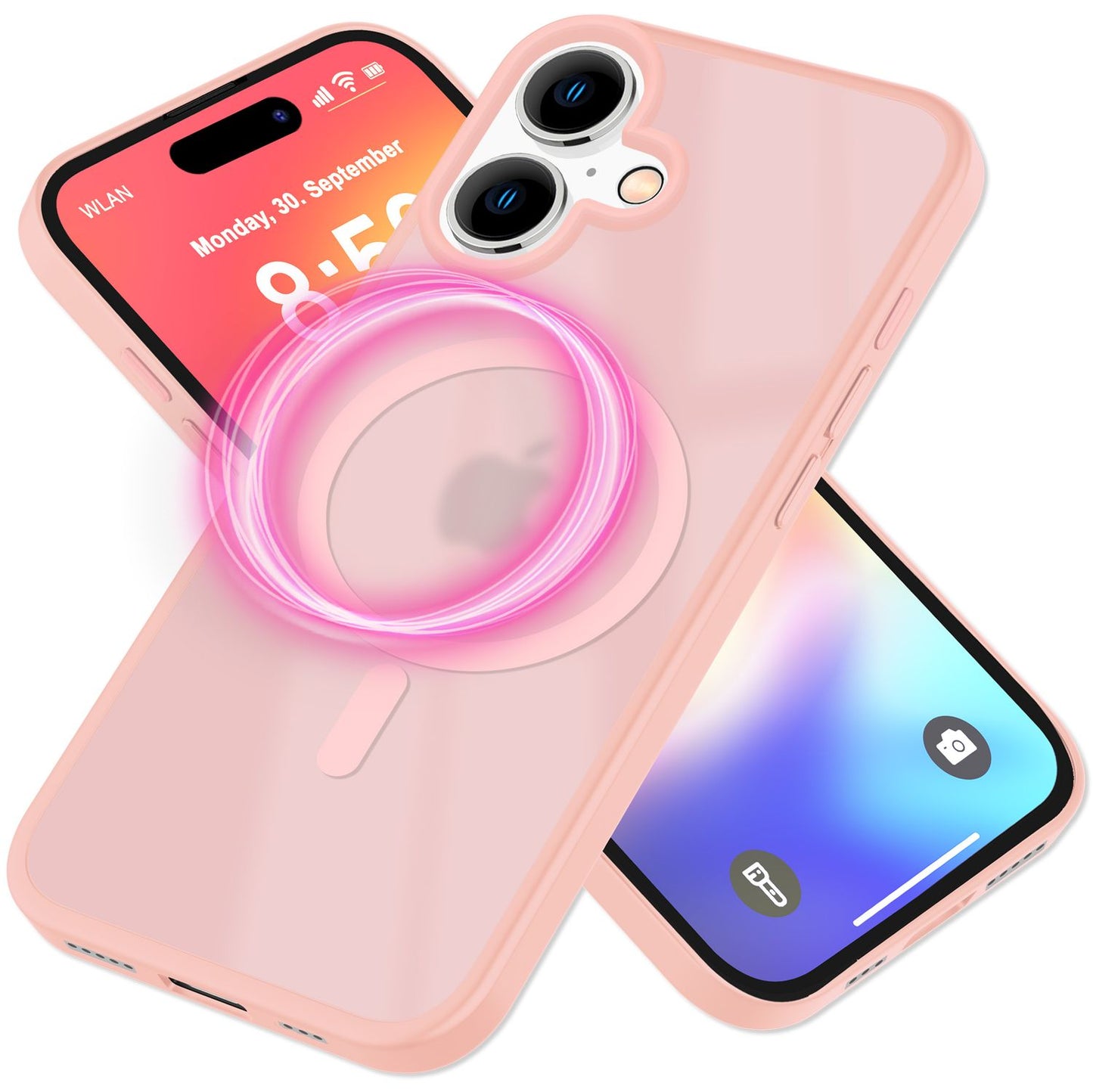 NALIA Matte MagSafe Hybrid Hülle für iPhone 16, Anti-Fingerabdruck Acryl Rückseite, Cover Semi-Transparent