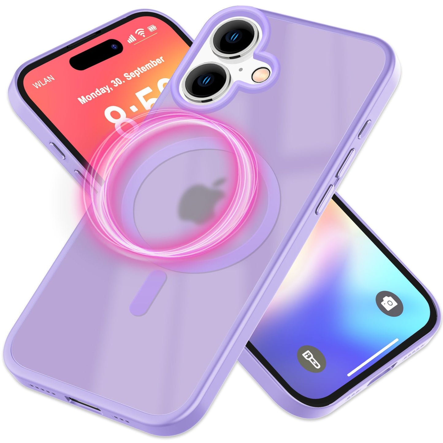 NALIA Matte MagSafe Hybrid Hülle für iPhone 16, Anti-Fingerabdruck Acryl Rückseite, Cover Semi-Transparent