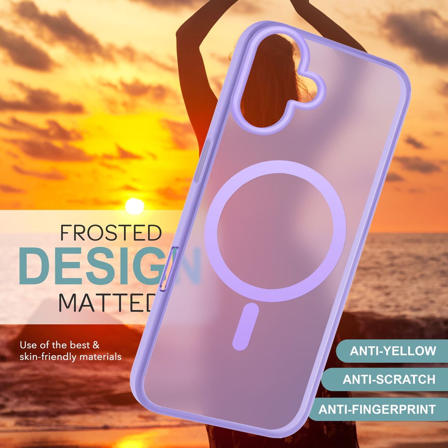 NALIA Matte MagSafe Hybrid Hülle für iPhone 16, Anti-Fingerabdruck Acryl Rückseite, Cover Semi-Transparent