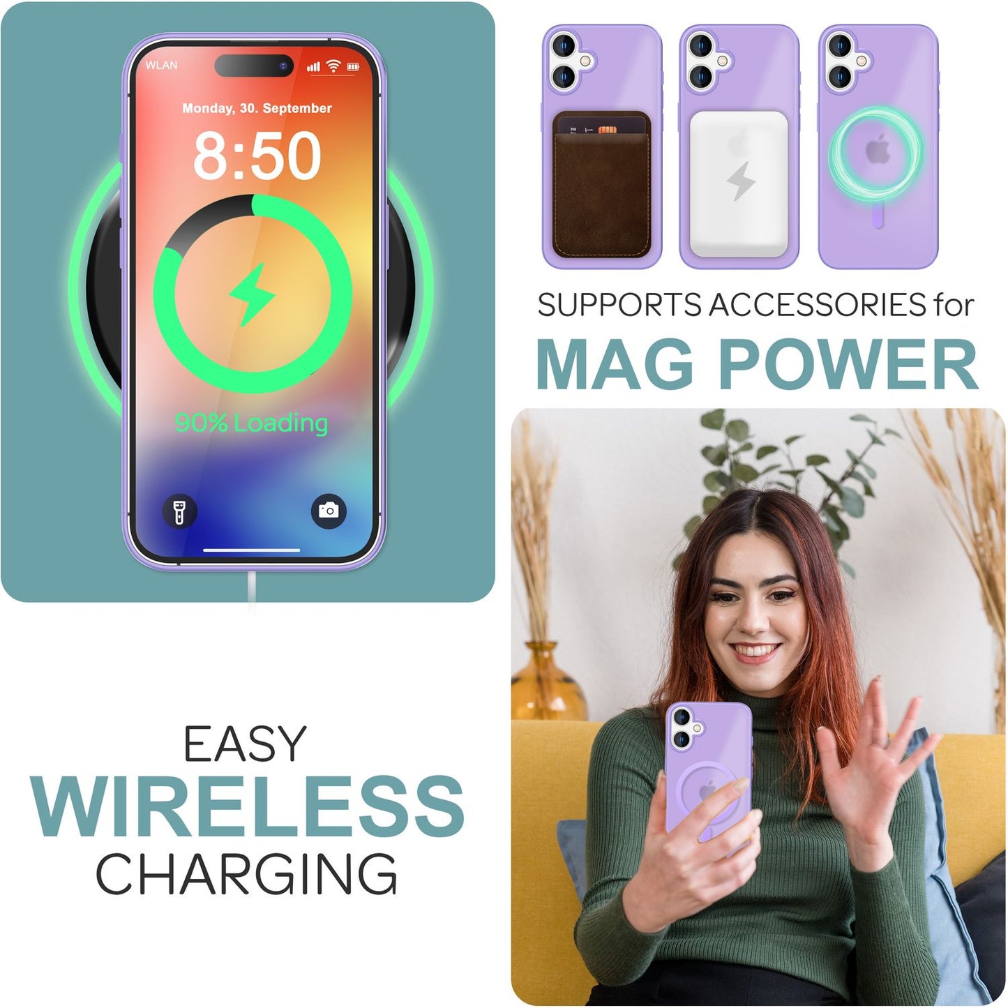 NALIA Matte MagSafe Hybrid Hülle für iPhone 16, Anti-Fingerabdruck Acryl Rückseite, Cover Semi-Transparent