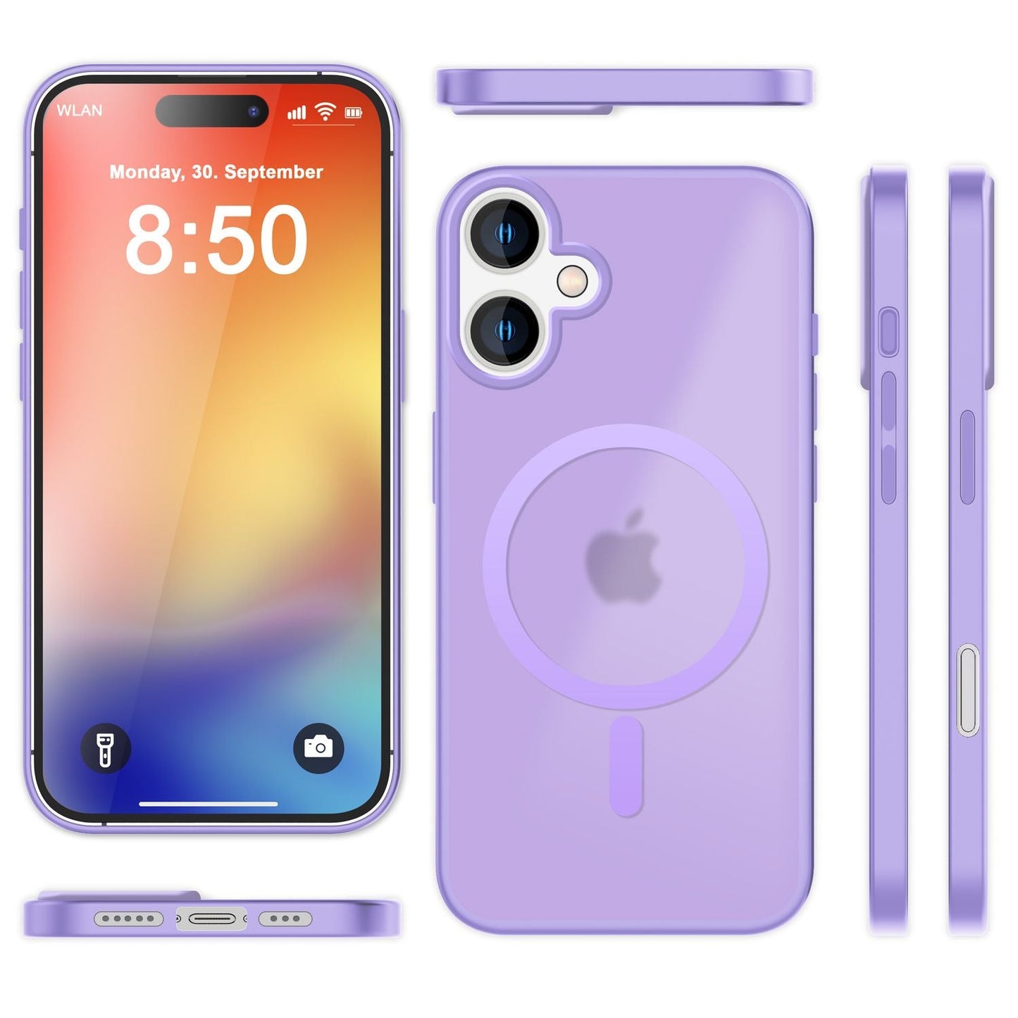 NALIA Matte MagSafe Hybrid Hülle für iPhone 16, Anti-Fingerabdruck Acryl Rückseite, Cover Semi-Transparent