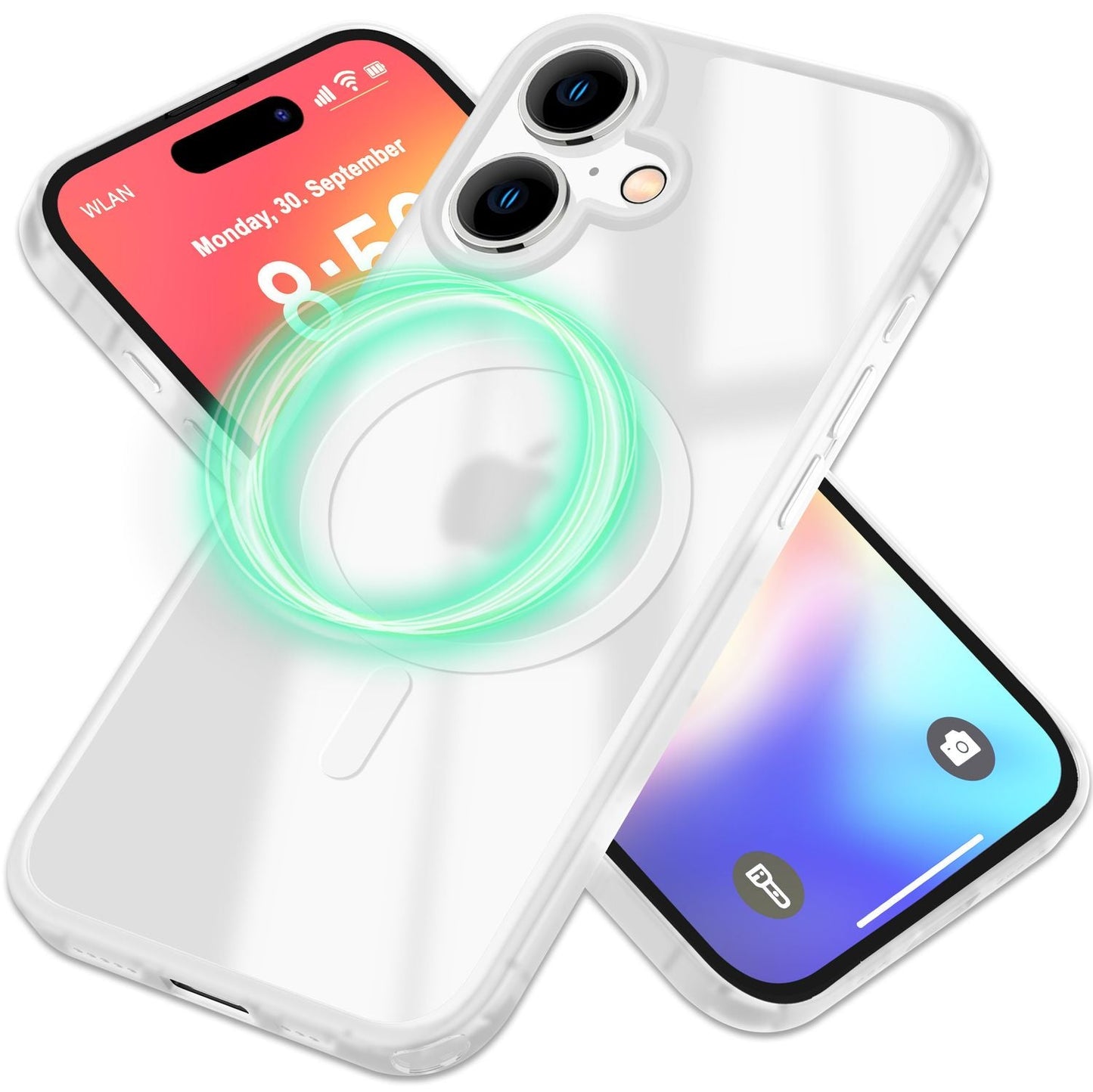 NALIA Matte MagSafe Hybrid Hülle für iPhone 16, Anti-Fingerabdruck Acryl Rückseite, Cover Semi-Transparent