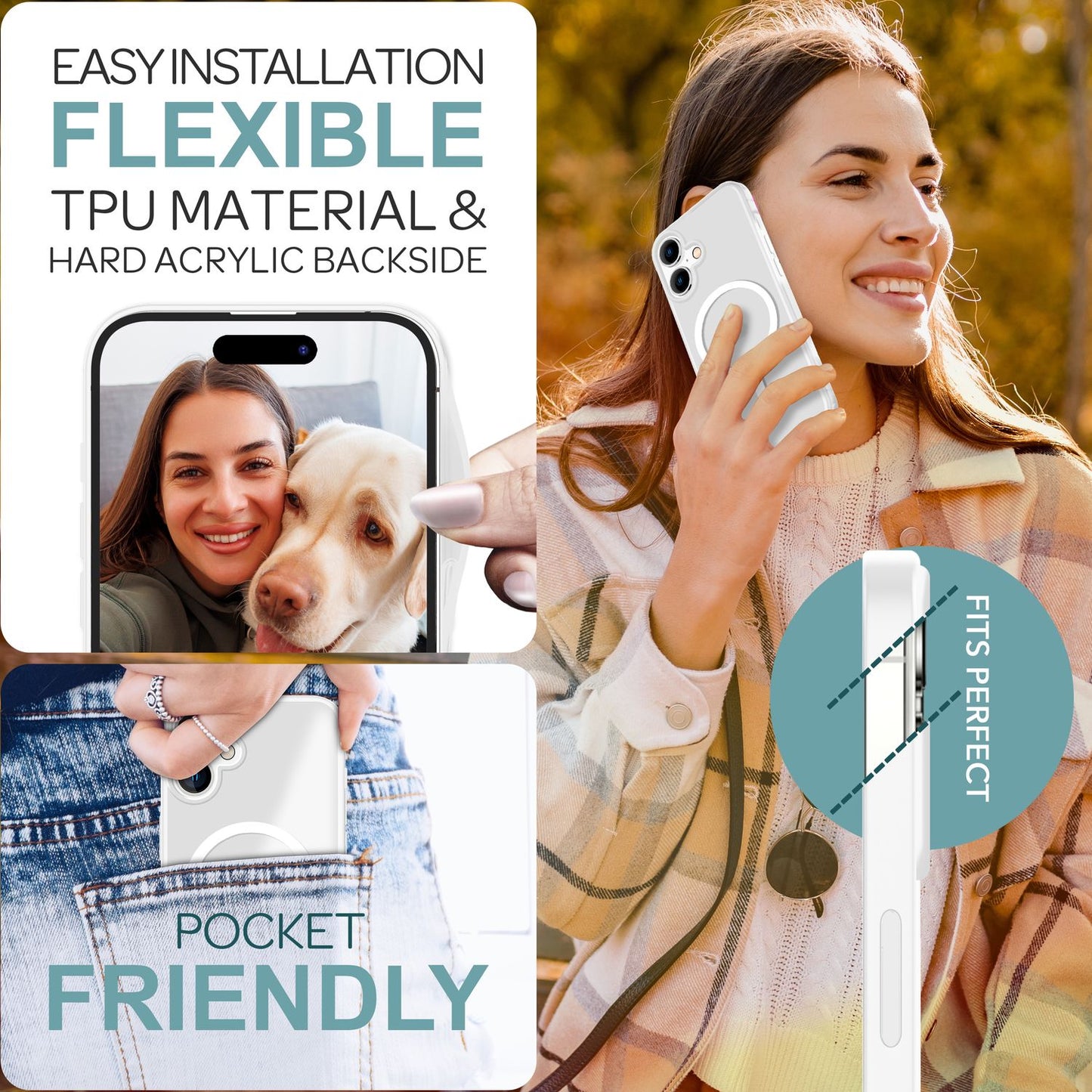 NALIA Matte MagSafe Hybrid Hülle für iPhone 16, Anti-Fingerabdruck Acryl Rückseite, Cover Semi-Transparent