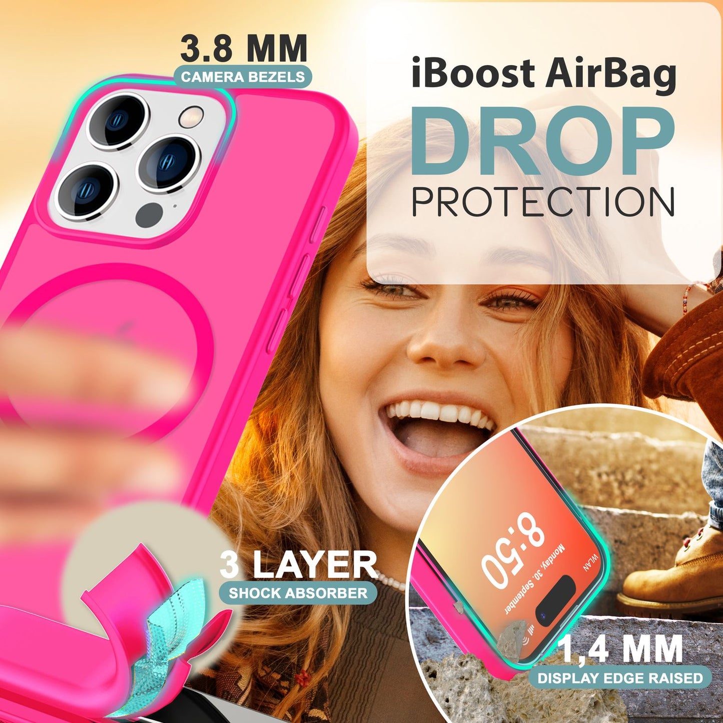 NALIA Matte MagSafe Hybrid Hülle für iPhone 16 Pro, Anti-Fingerabdruck Acryl Rückseite, Semi-Transparent