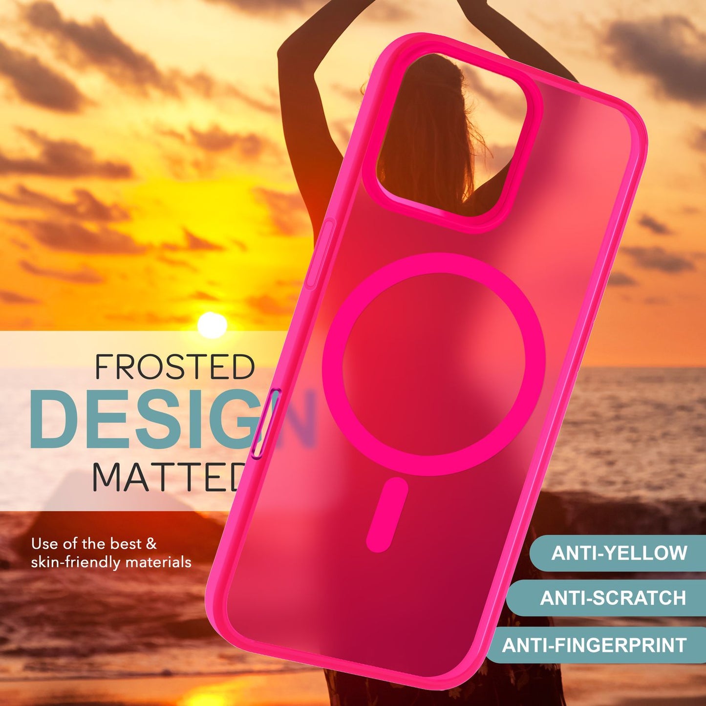 NALIA Matte MagSafe Hybrid Hülle für iPhone 16 Pro, Anti-Fingerabdruck Acryl Rückseite, Semi-Transparent