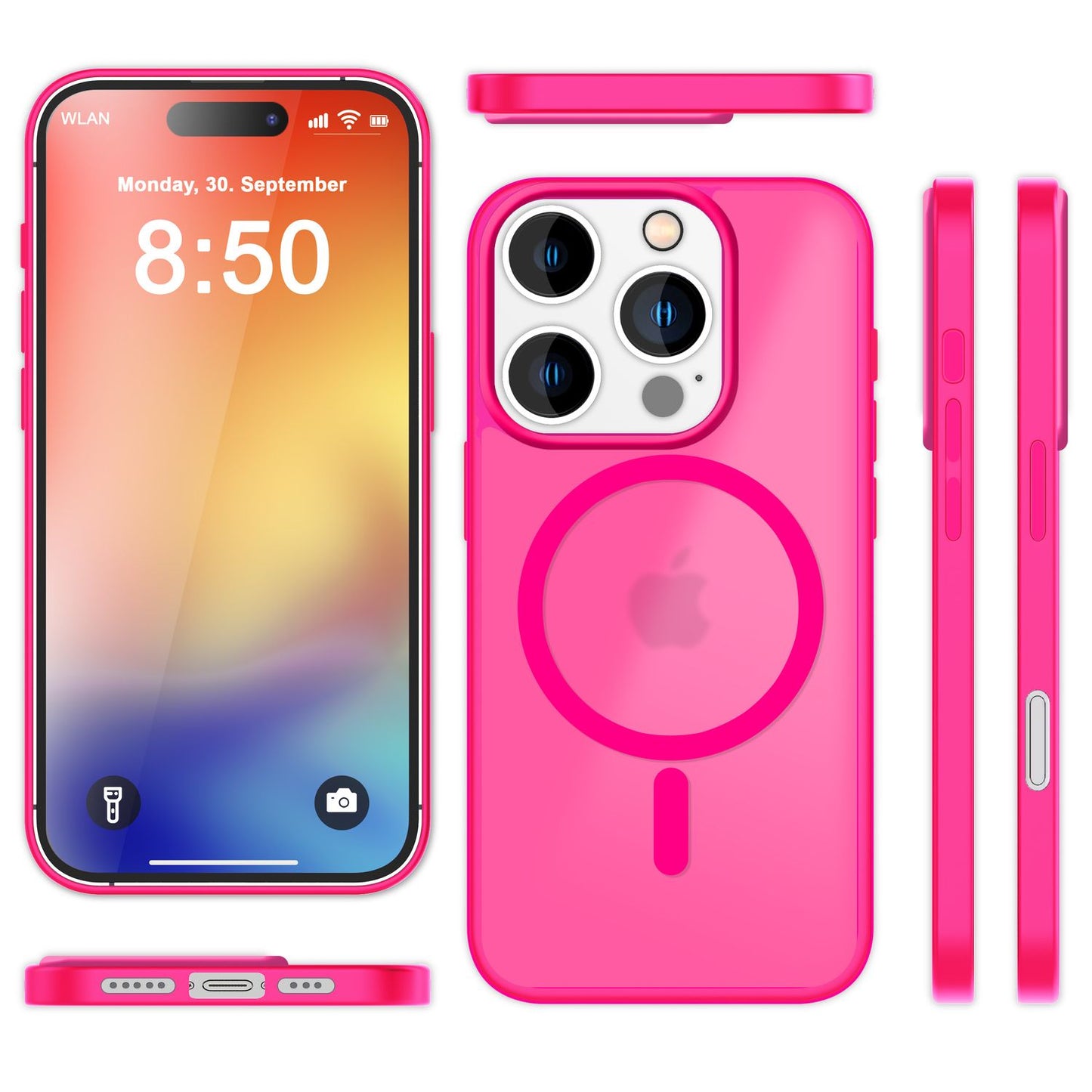 NALIA Matte MagSafe Hybrid Hülle für iPhone 16 Pro, Anti-Fingerabdruck Acryl Rückseite, Semi-Transparent