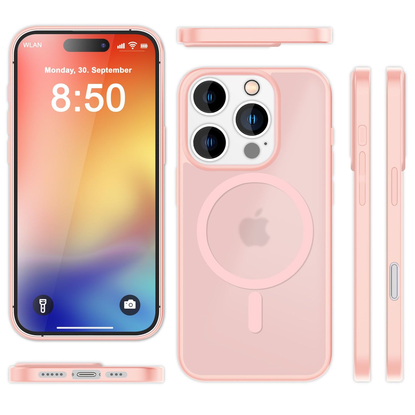 NALIA Matte MagSafe Hybrid Hülle für iPhone 16 Pro, Anti-Fingerabdruck Acryl Rückseite, Semi-Transparent