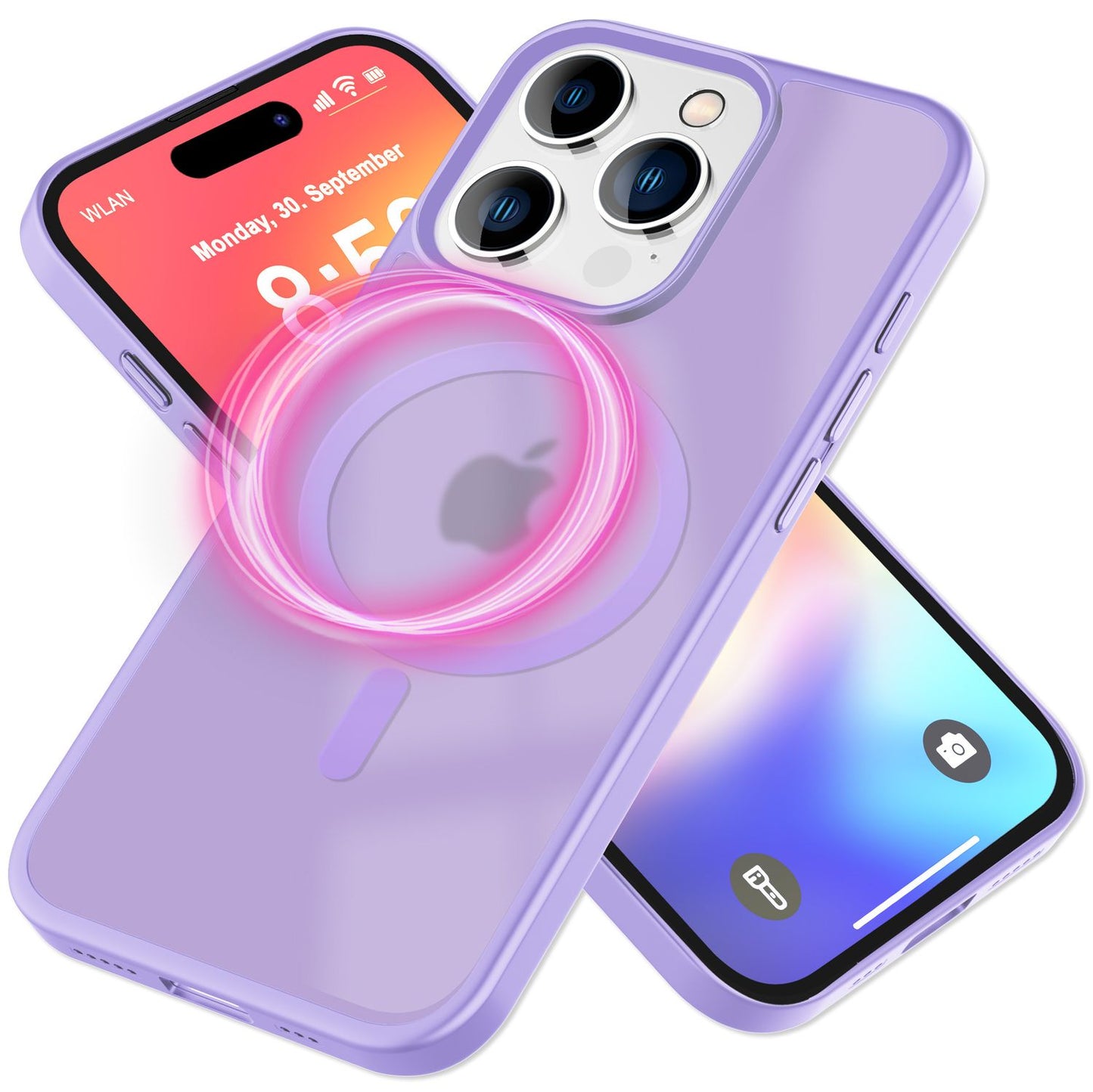 NALIA Matte MagSafe Hybrid Hülle für iPhone 16 Pro, Anti-Fingerabdruck Acryl Rückseite, Semi-Transparent