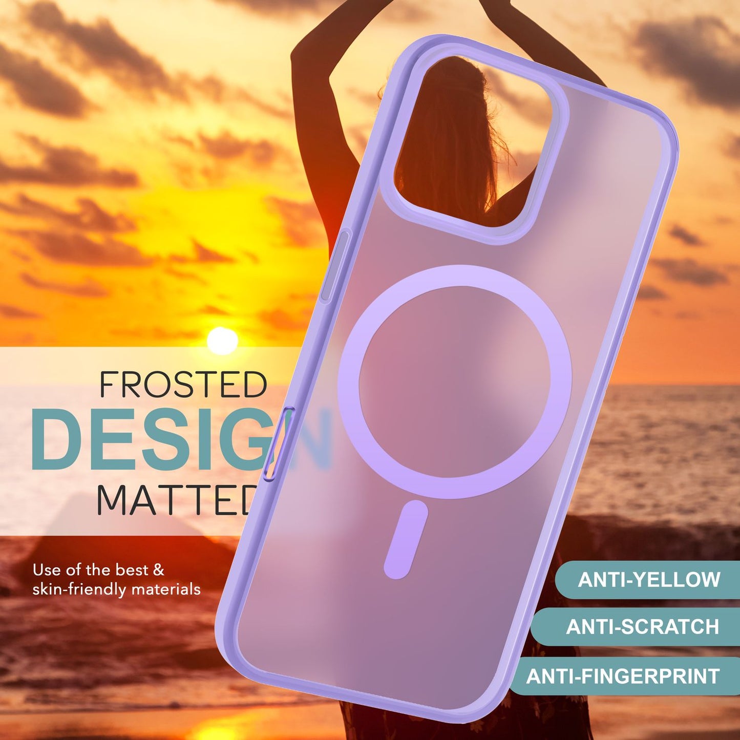 NALIA Matte MagSafe Hybrid Hülle für iPhone 16 Pro, Anti-Fingerabdruck Acryl Rückseite, Semi-Transparent