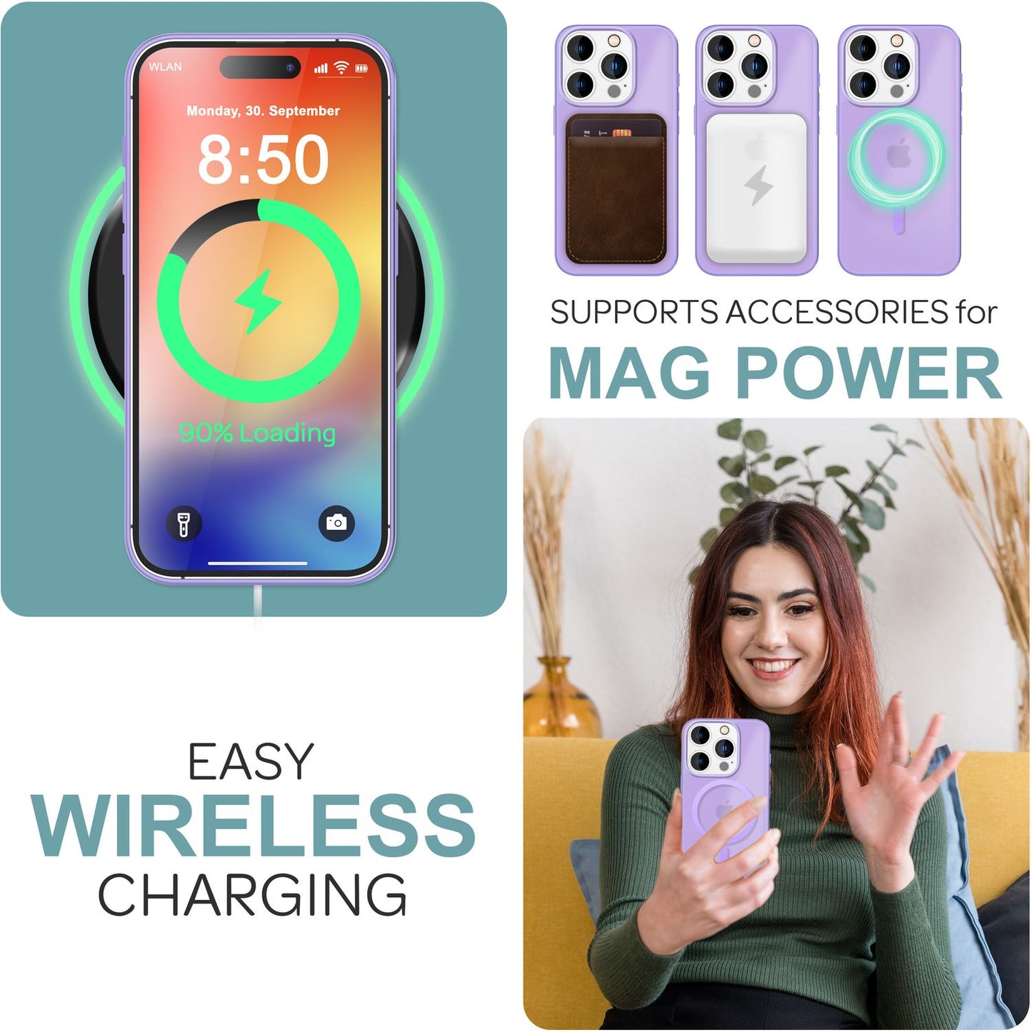 NALIA Matte MagSafe Hybrid Hülle für iPhone 16 Pro, Anti-Fingerabdruck Acryl Rückseite, Semi-Transparent