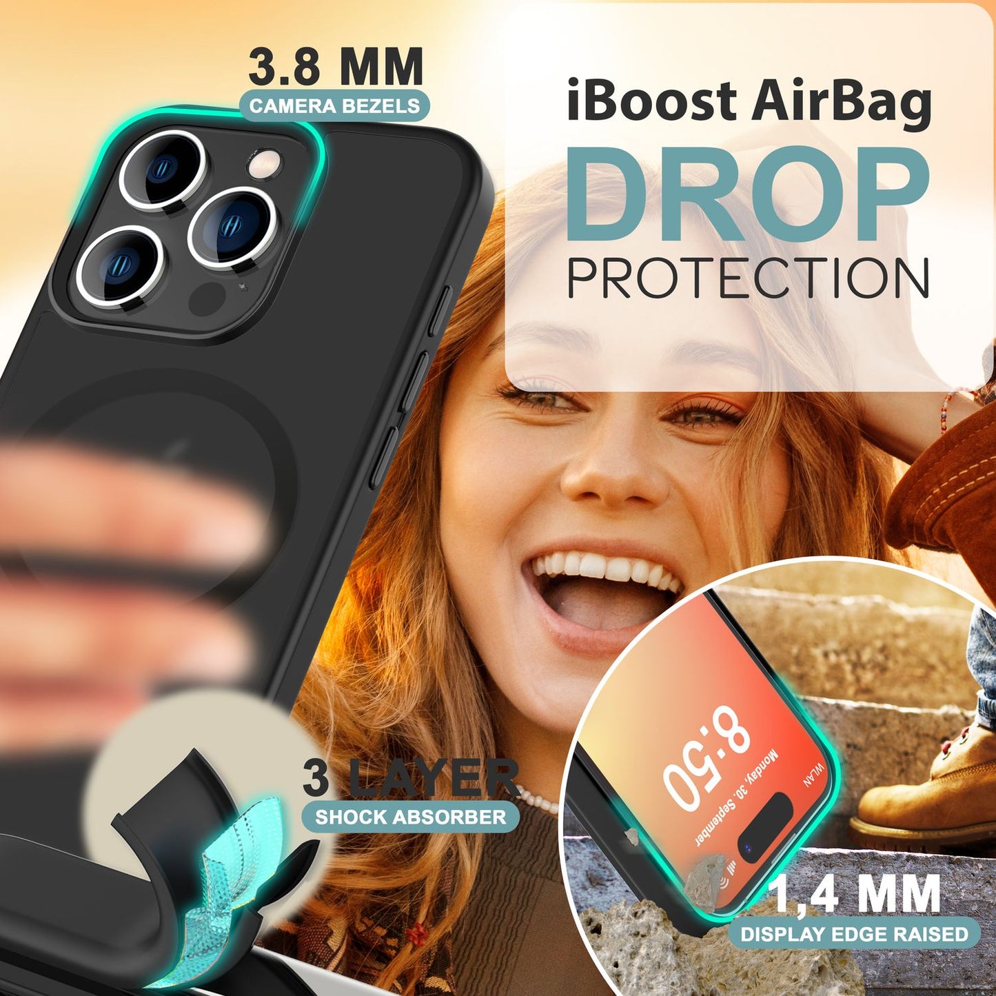 NALIA Matte MagSafe Hybrid Hülle für iPhone 16 Pro Max, Anti-Fingerabdruck Acryl Rückseite, Semi-Transparent