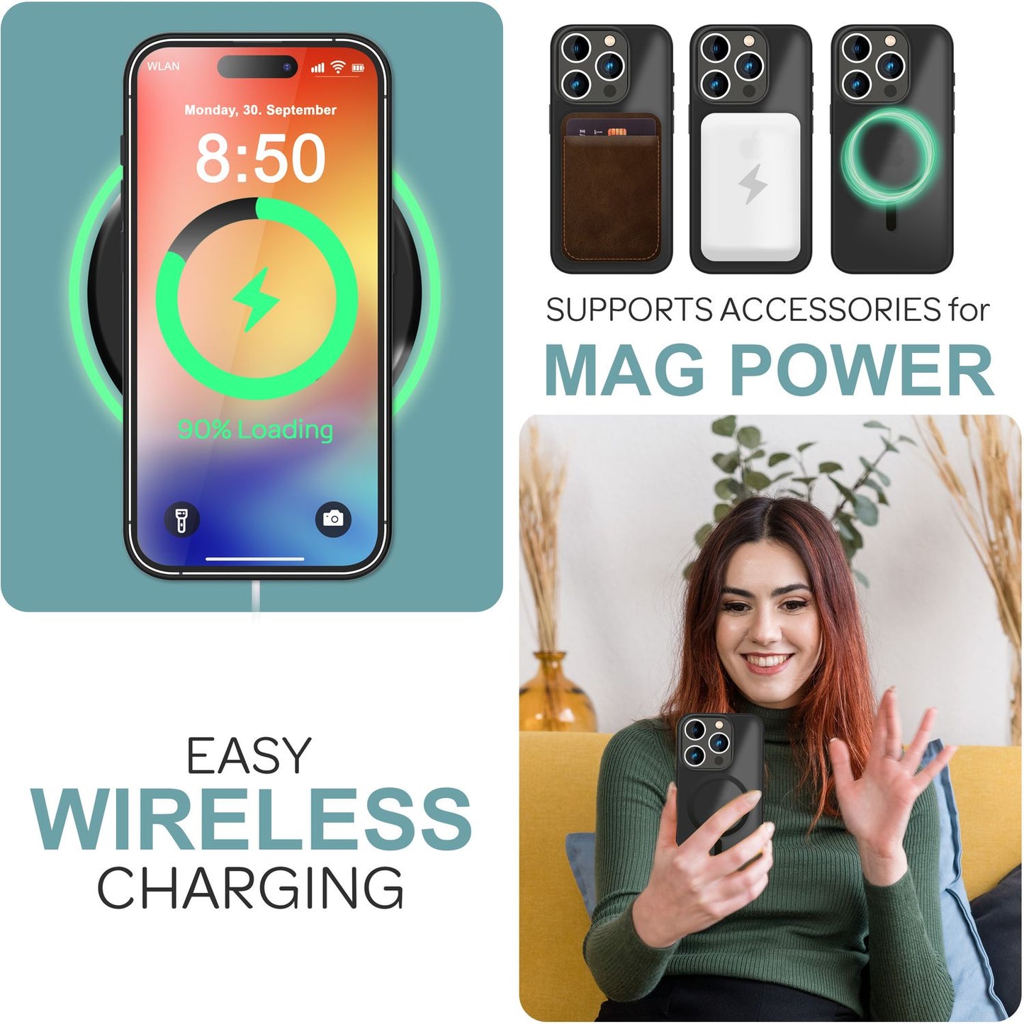 NALIA Matte MagSafe Hybrid Hülle für iPhone 16 Pro Max, Anti-Fingerabdruck Acryl Rückseite, Semi-Transparent