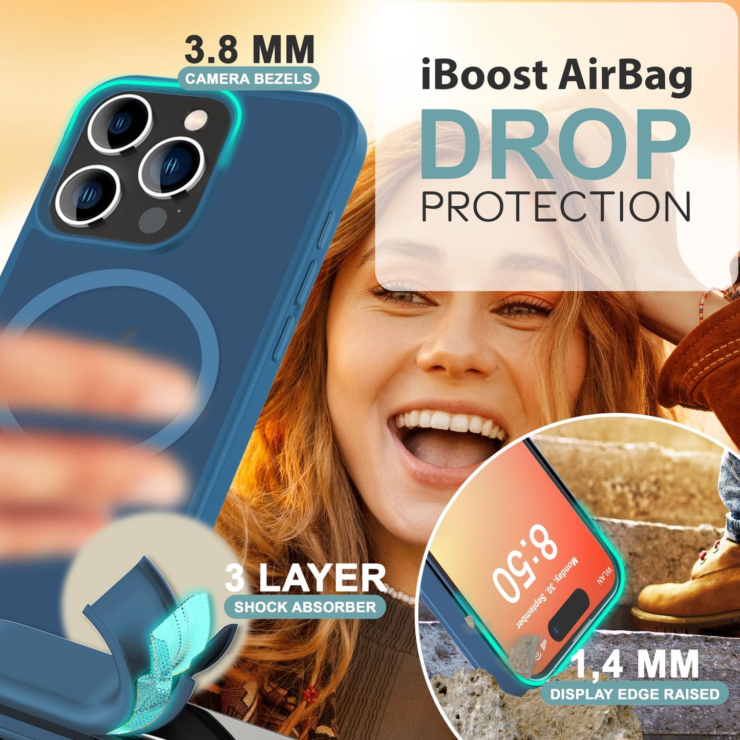 NALIA Matte MagSafe Hybrid Hülle für iPhone 16 Pro Max, Anti-Fingerabdruck Acryl Rückseite, Semi-Transparent