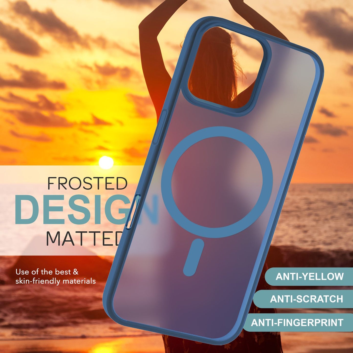 NALIA Matte MagSafe Hybrid Hülle für iPhone 16 Pro Max, Anti-Fingerabdruck Acryl Rückseite, Semi-Transparent