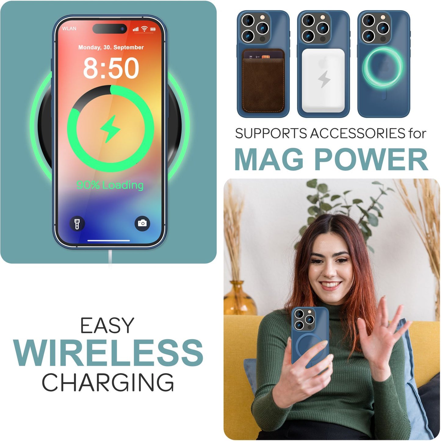 NALIA Matte MagSafe Hybrid Hülle für iPhone 16 Pro Max, Anti-Fingerabdruck Acryl Rückseite, Semi-Transparent