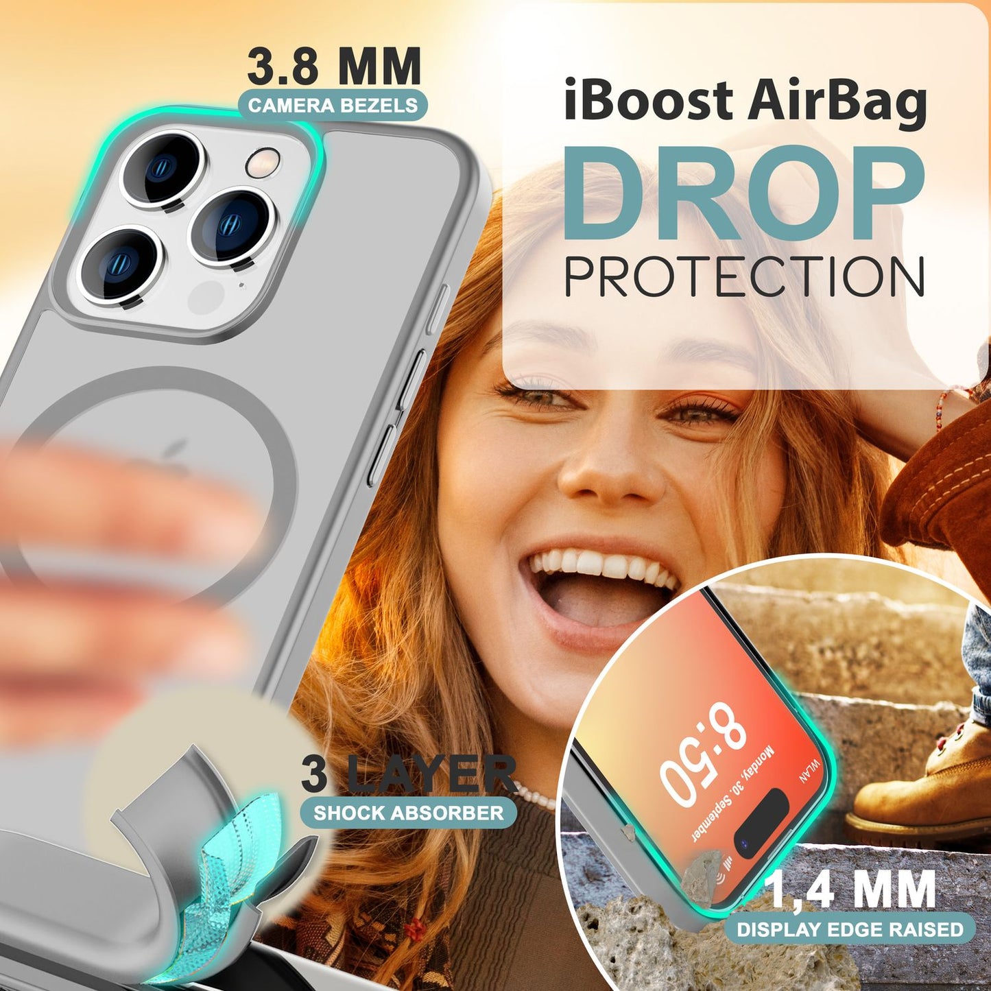 NALIA Matte MagSafe Hybrid Hülle für iPhone 16 Pro Max, Anti-Fingerabdruck Acryl Rückseite, Semi-Transparent