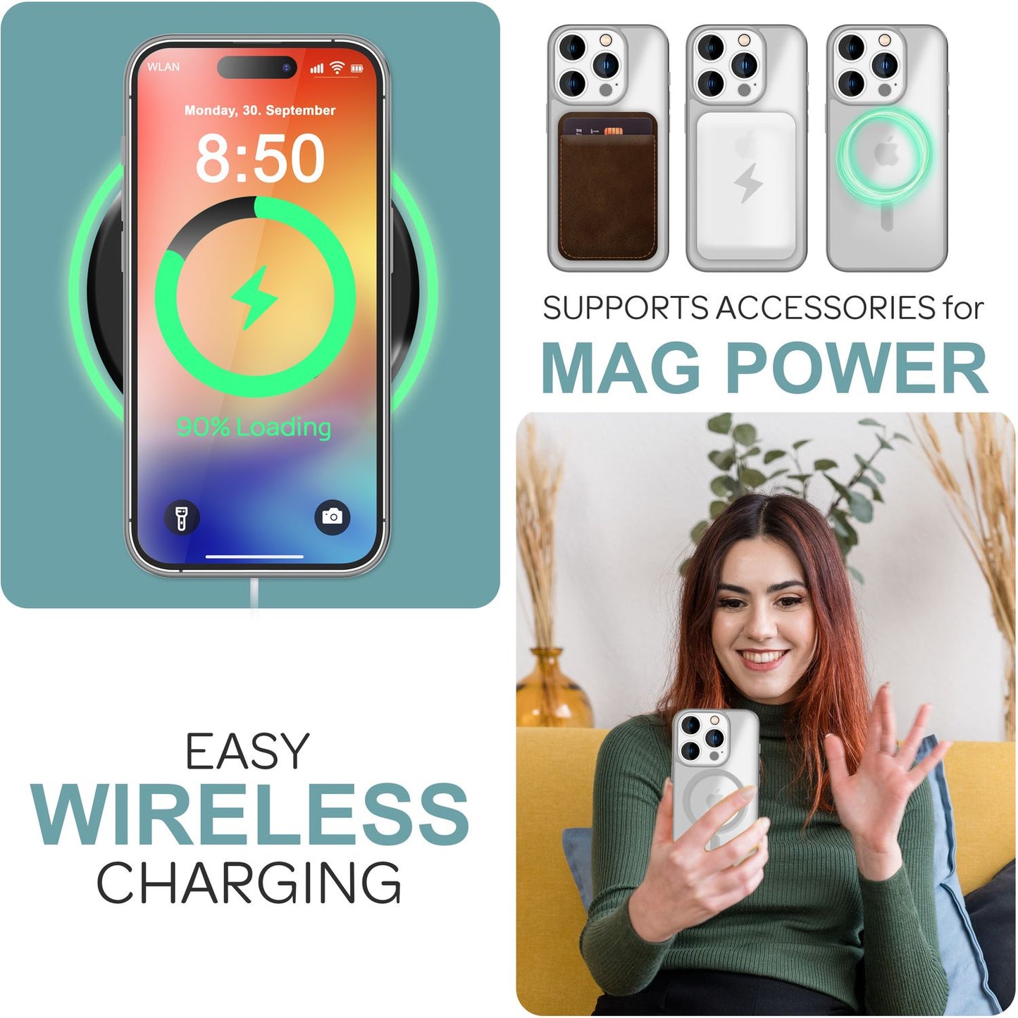 NALIA Matte MagSafe Hybrid Hülle für iPhone 16 Pro Max, Anti-Fingerabdruck Acryl Rückseite, Semi-Transparent