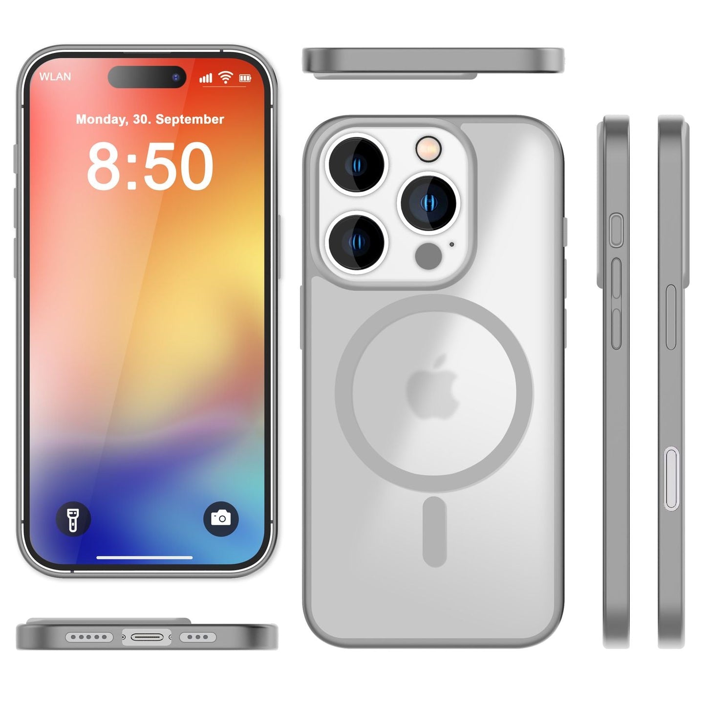 NALIA Matte MagSafe Hybrid Hülle für iPhone 16 Pro Max, Anti-Fingerabdruck Acryl Rückseite, Semi-Transparent