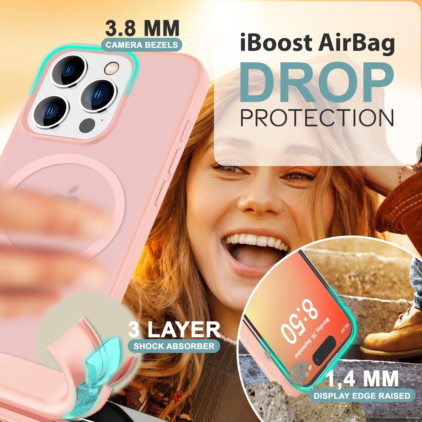 NALIA Matte MagSafe Hybrid Hülle für iPhone 16 Pro Max, Anti-Fingerabdruck Acryl Rückseite, Semi-Transparent