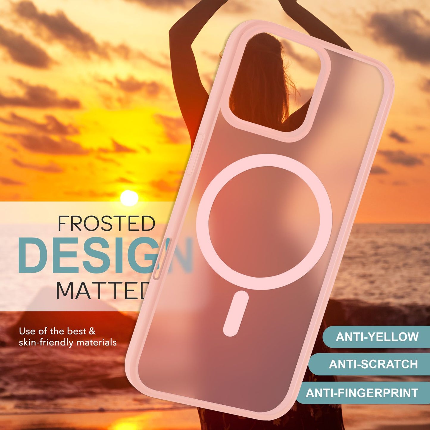 NALIA Matte MagSafe Hybrid Hülle für iPhone 16 Pro Max, Anti-Fingerabdruck Acryl Rückseite, Semi-Transparent