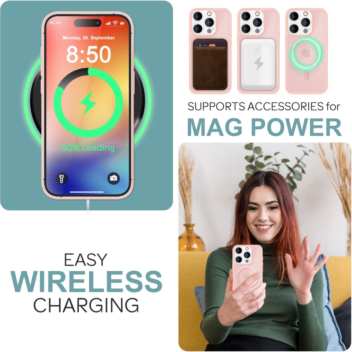 NALIA Matte MagSafe Hybrid Hülle für iPhone 16 Pro Max, Anti-Fingerabdruck Acryl Rückseite, Semi-Transparent