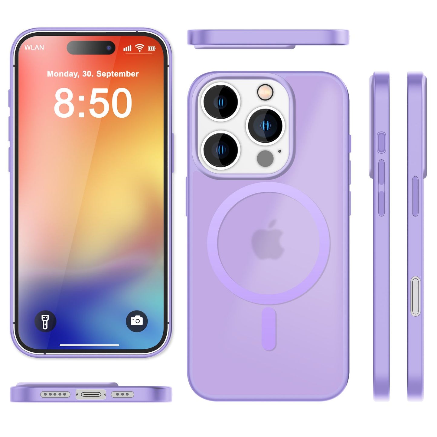 NALIA Matte MagSafe Hybrid Hülle für iPhone 16 Pro Max, Anti-Fingerabdruck Acryl Rückseite, Semi-Transparent