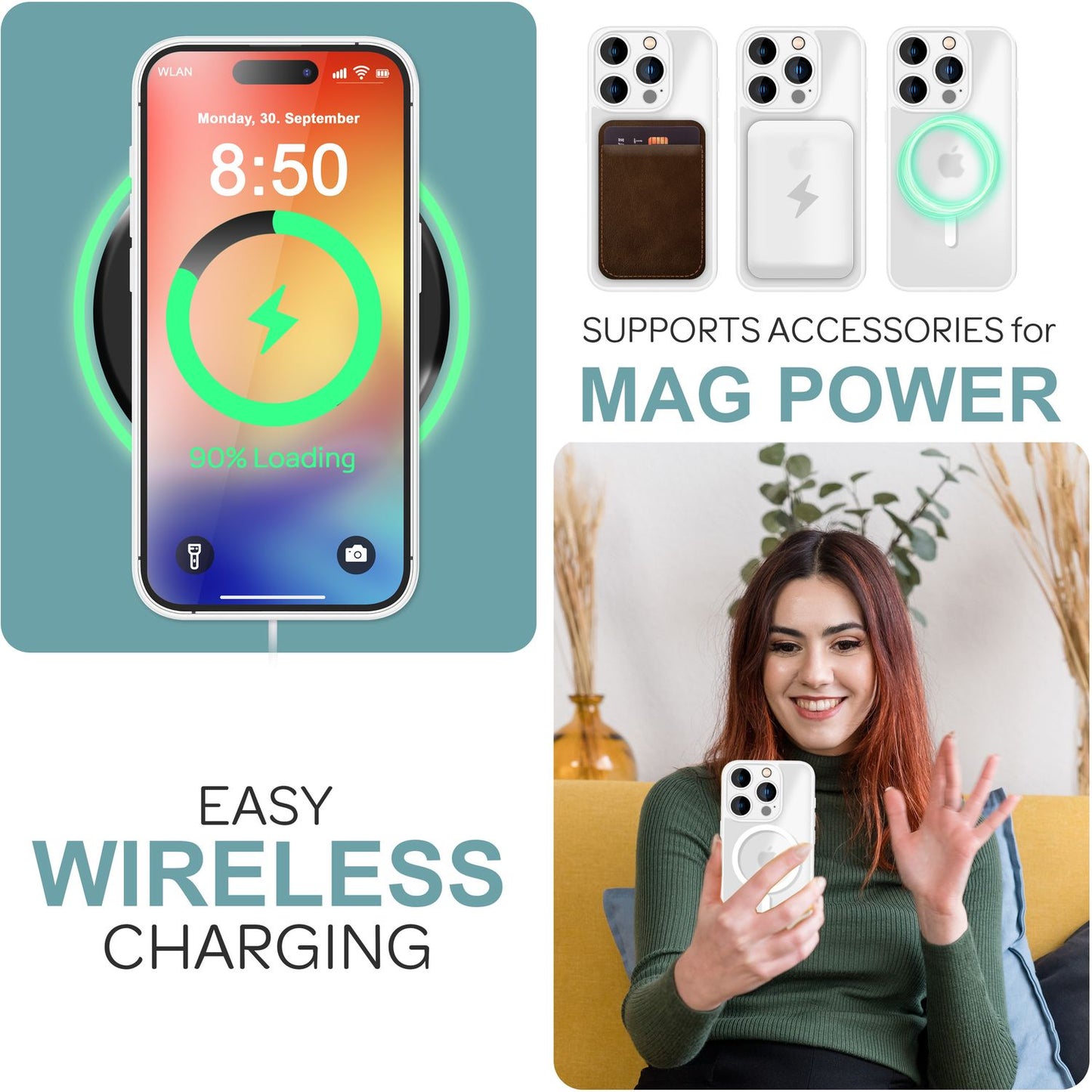 NALIA Matte MagSafe Hybrid Hülle für iPhone 16 Pro Max, Anti-Fingerabdruck Acryl Rückseite, Semi-Transparent