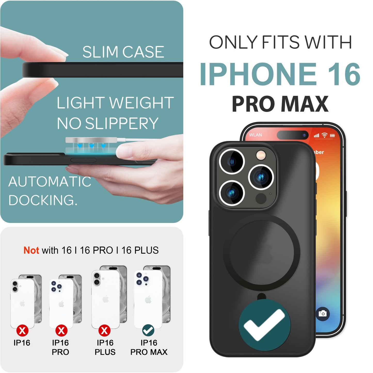 NALIA Matte MagSafe Hybrid Hülle für iPhone 16 Pro Max, Anti-Fingerabdruck Acryl Rückseite, Semi-Transparent