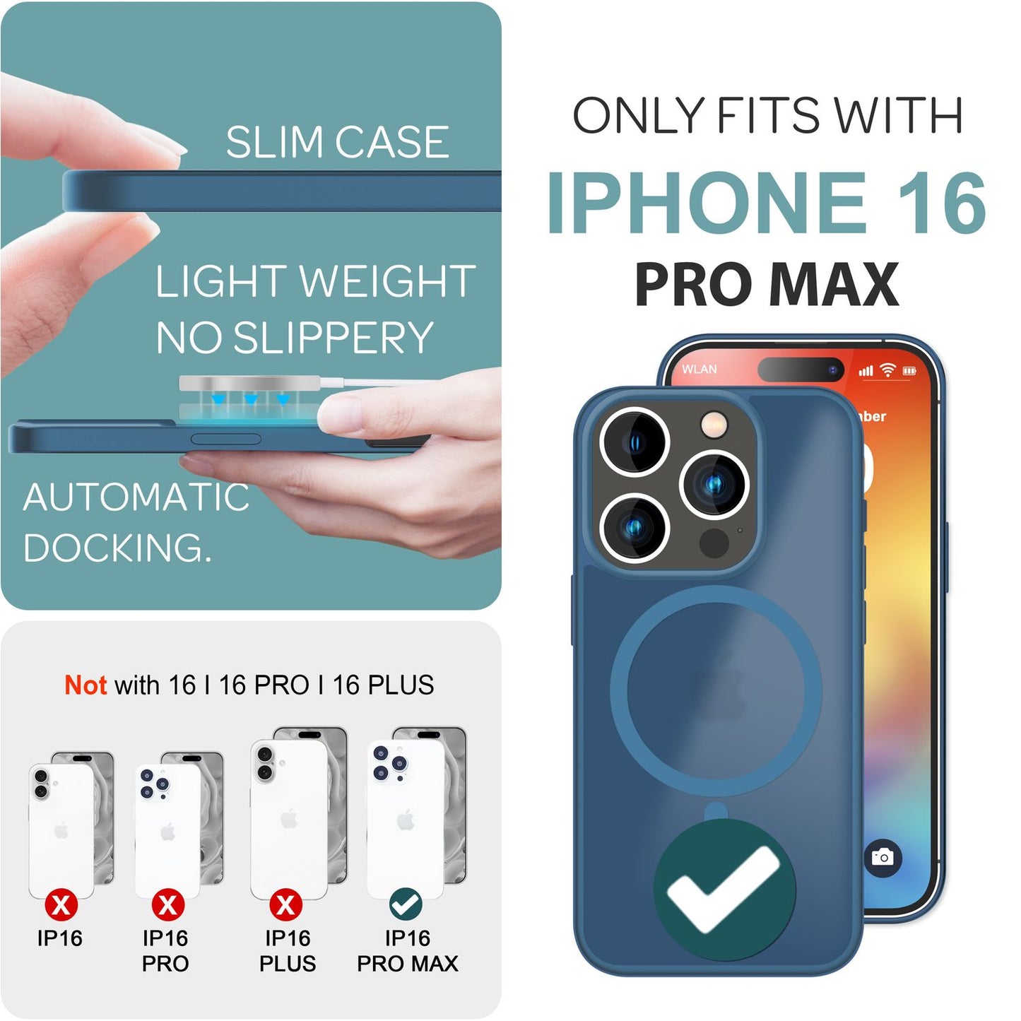 NALIA Matte MagSafe Hybrid Hülle für iPhone 16 Pro Max, Anti-Fingerabdruck Acryl Rückseite, Semi-Transparent