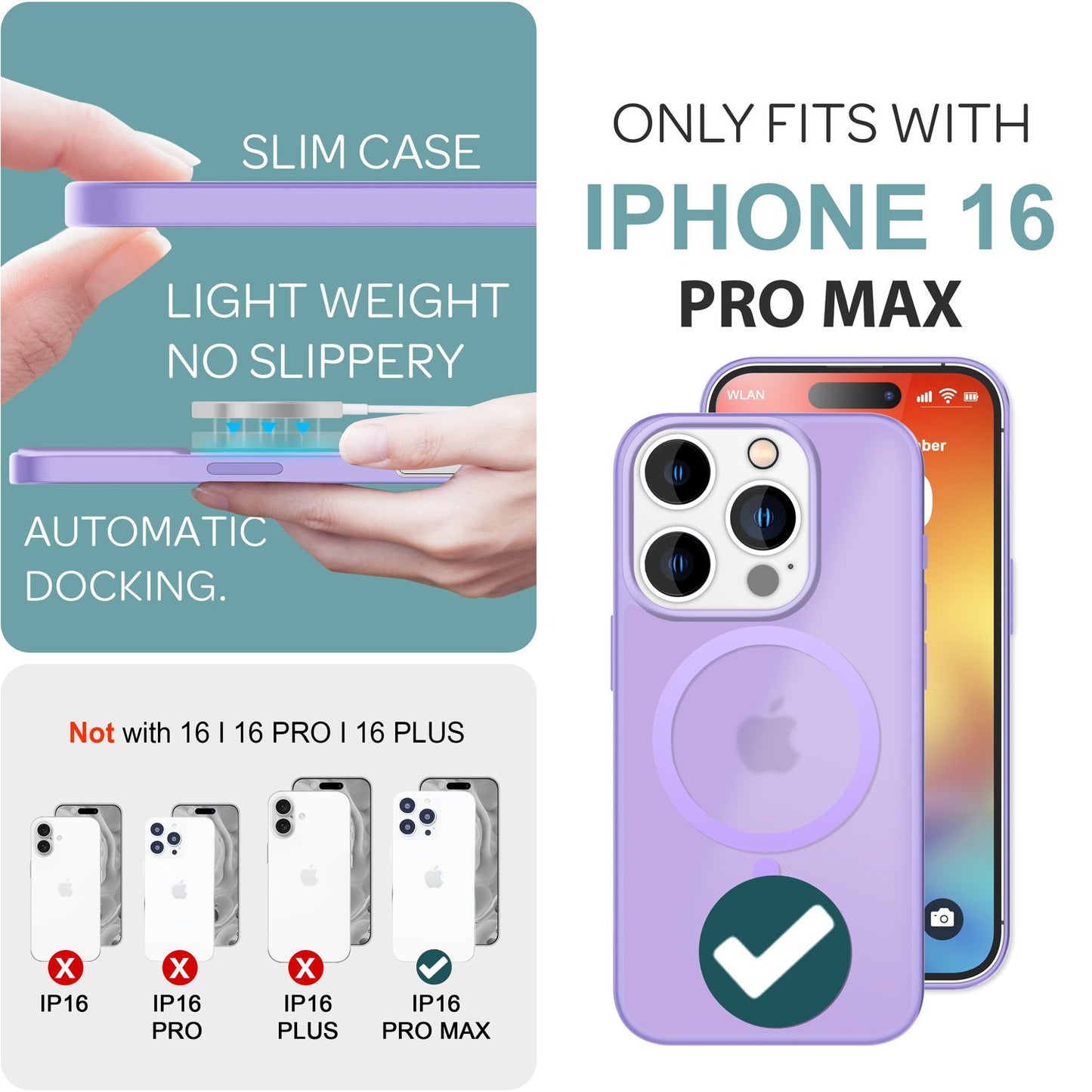 NALIA Matte MagSafe Hybrid Hülle für iPhone 16 Pro Max, Anti-Fingerabdruck Acryl Rückseite, Semi-Transparent