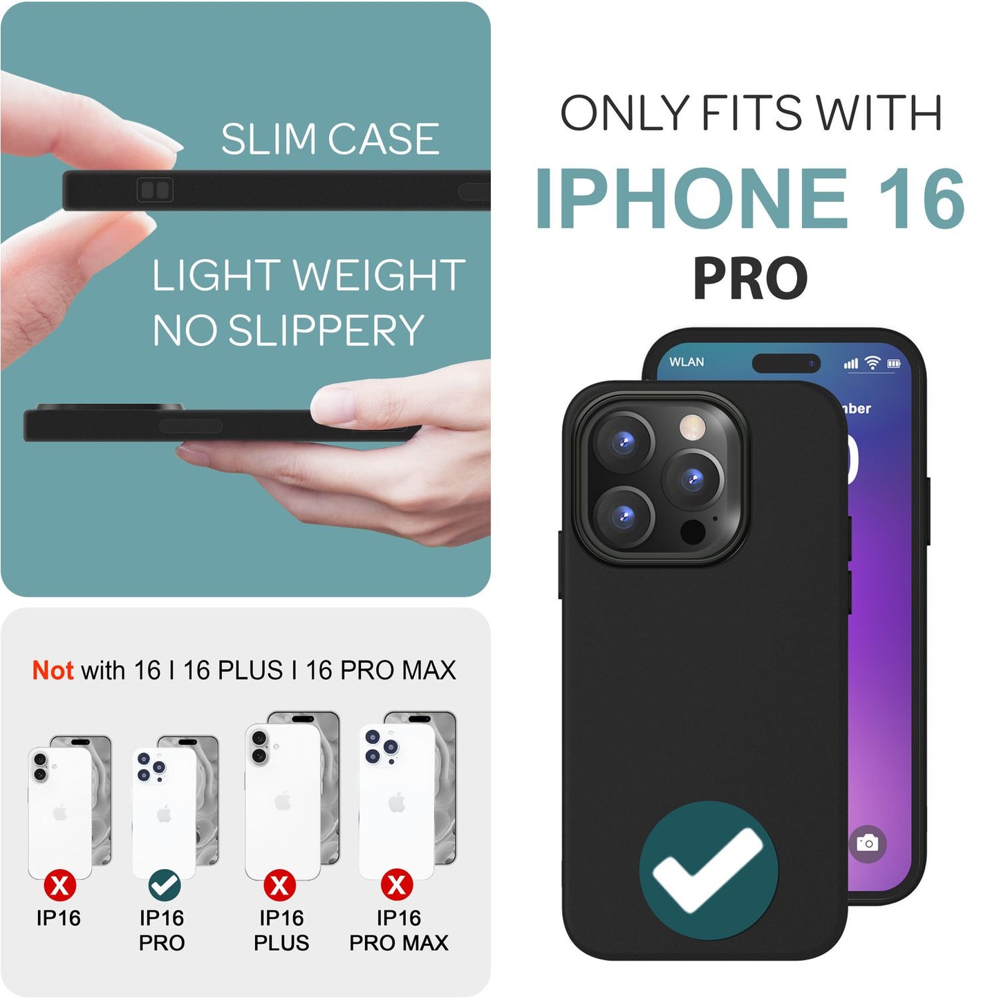 NALIA Fein Mattierte Silikonhülle - Passgenau Für iPhone 16 Pro, TPU-Silikon, Rutschfest