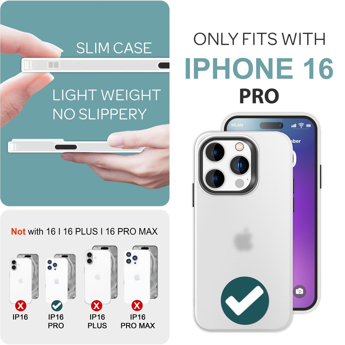 NALIA Fein Mattierte Silikonhülle - Passgenau Für iPhone 16 Pro, TPU-Silikon, Rutschfest