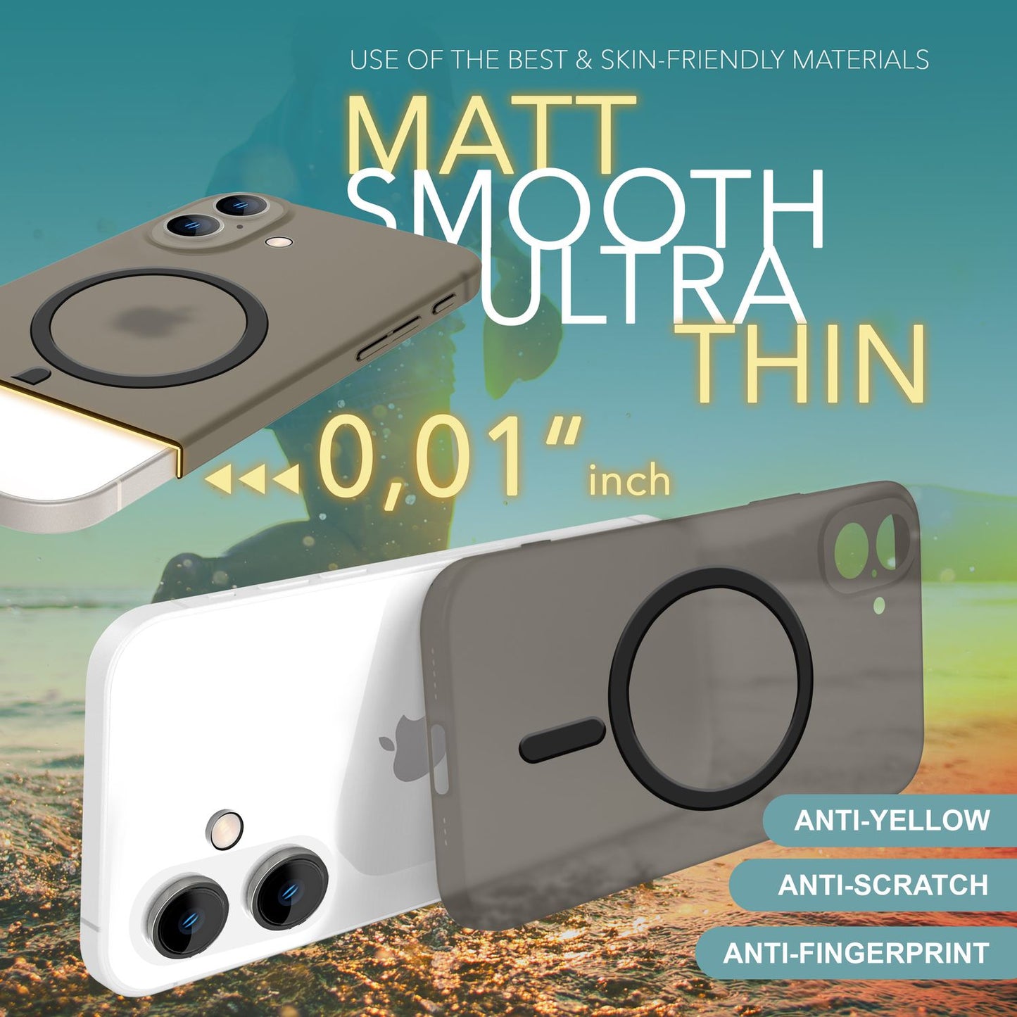 Husă NALIA Ultra Thin MagSafe pentru iPhone 16, Husă de protecție ultra subțire de 0,3 mm, Husă de telefon ușoară