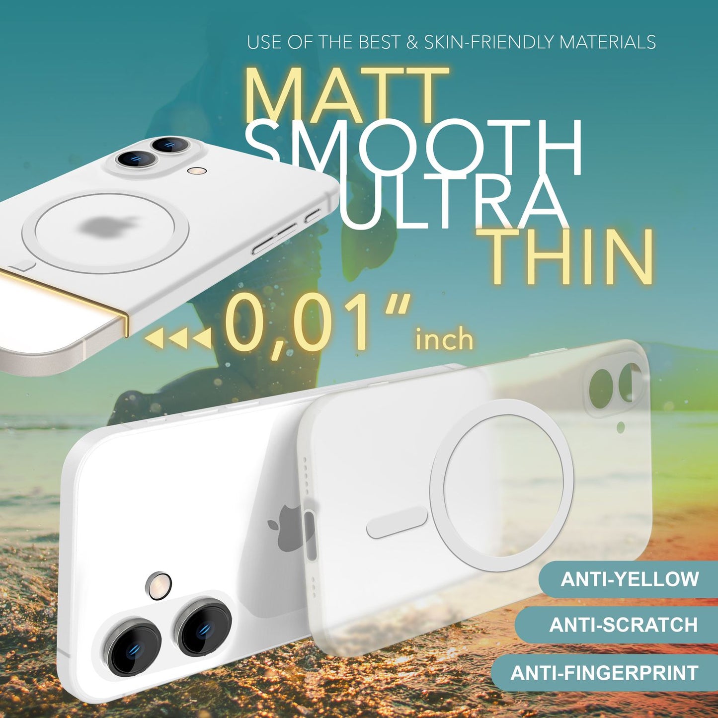 Husă NALIA Ultra Thin MagSafe pentru iPhone 16, Husă de protecție ultra subțire de 0,3 mm, Husă de telefon ușoară