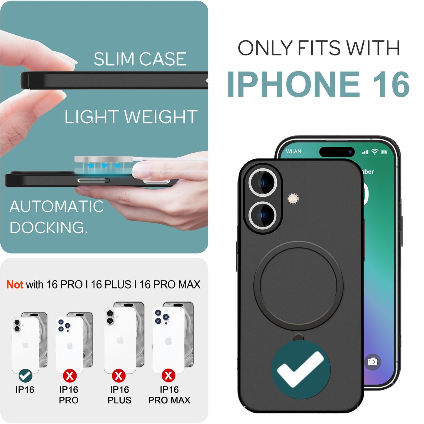 Husă NALIA Ultra Thin MagSafe pentru iPhone 16, Husă de protecție ultra subțire de 0,3 mm, Husă de telefon ușoară