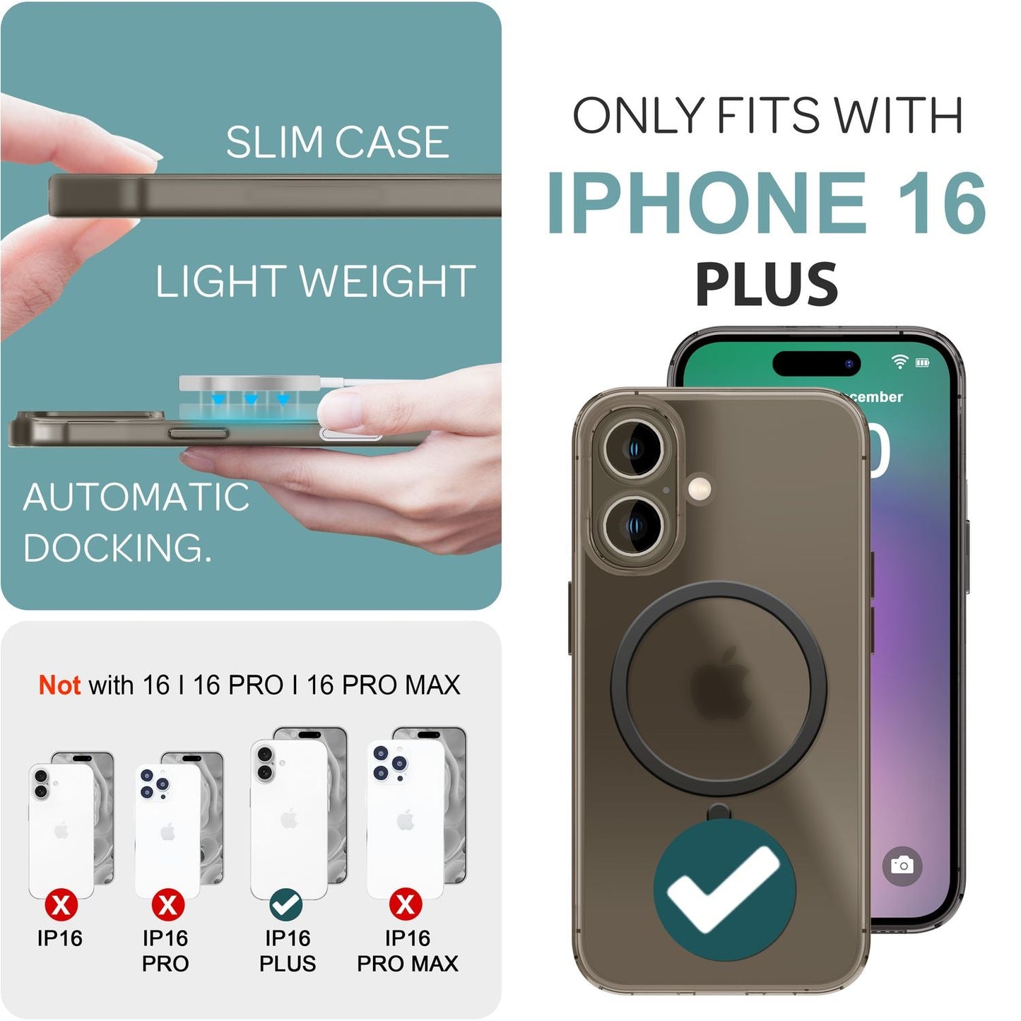 Husă NALIA Ultra Thin MagSafe pentru iPhone 16 Plus, Husă de protecție ultra subțire de 0,3 mm, Husă de telefon subțire