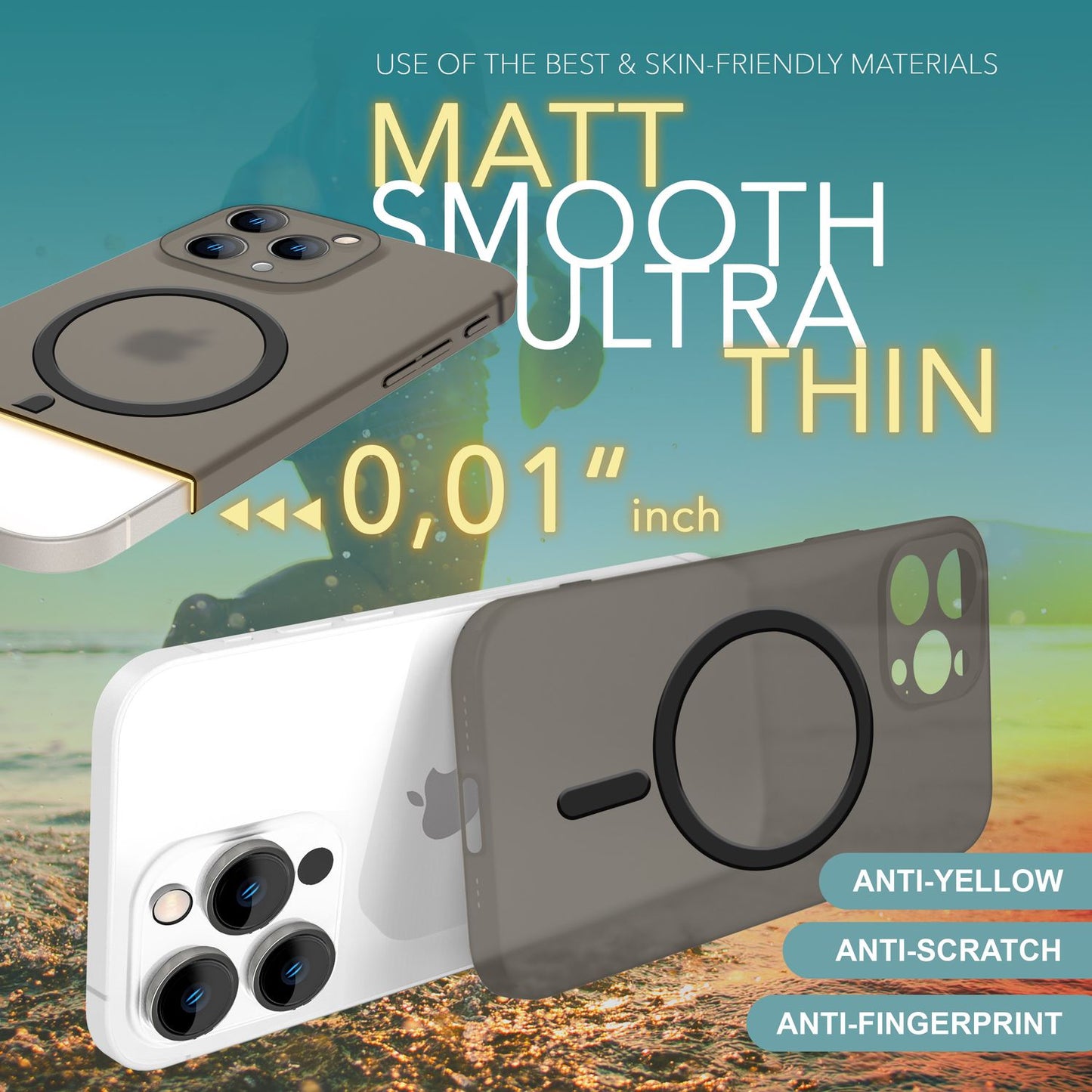 Husă NALIA Ultra Thin MagSafe pentru iPhone 16 Pro, Husă de protecție ultra subțire de 0,3 mm, Husă de telefon subțire