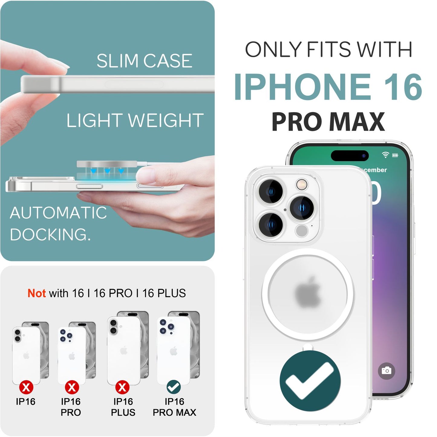 Husă NALIA MagSafe ultra-subțire - grosime 0,3 mm, compatibilă cu MagSafe, potrivire perfectă pentru iPhone 16 Pro Max