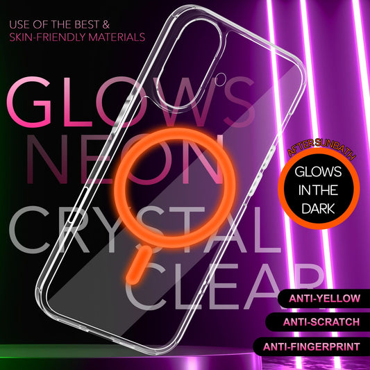 NALIA Klare MagSafe Acryl Hülle Neon Ring Night Glow - Größe iPhone 16, Material Acryl, MagSafe