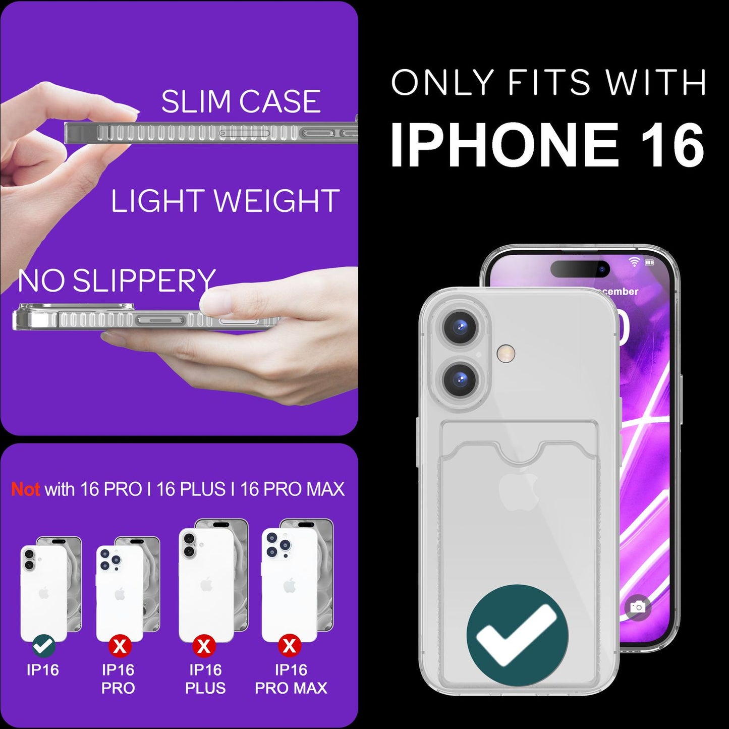 Nalia Neon Hülle Kartenhalter - Kartenfach 2 Karten Dünn Silikon