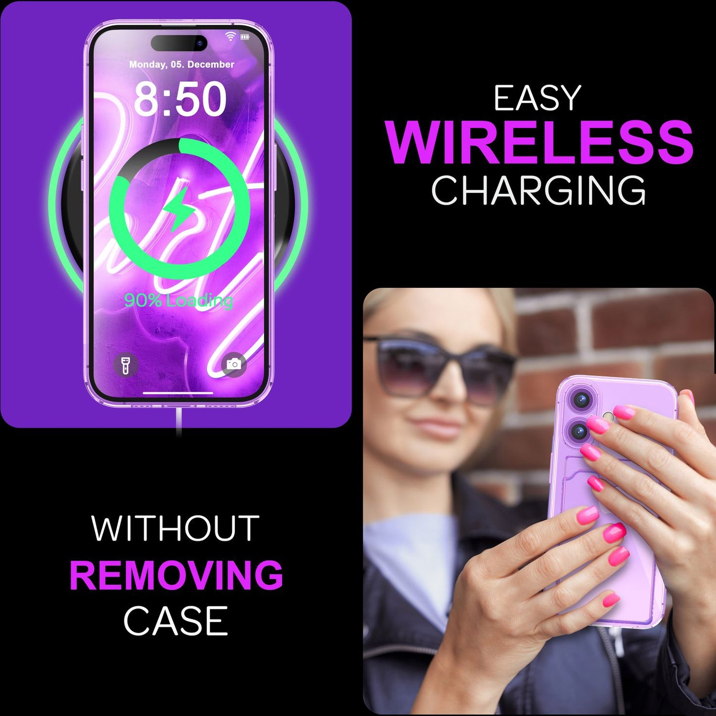 Nalia Neon Hülle Kartenhalter - Kartenfach 2 Karten Dünn Silikon