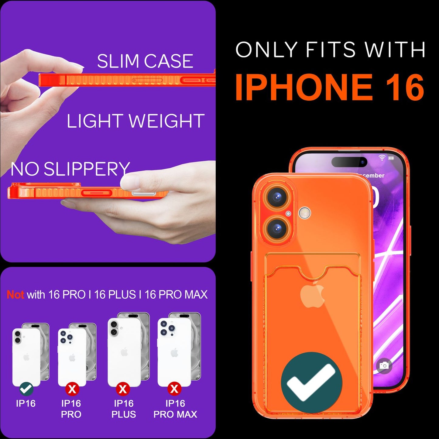 Nalia Neon Hülle Kartenhalter - Kartenfach 2 Karten Dünn Silikon