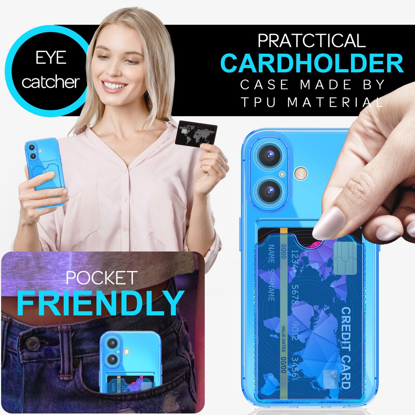 NALIA IPhone 16 Plus Hülle Kartenhalter - 2 Karten Silikon