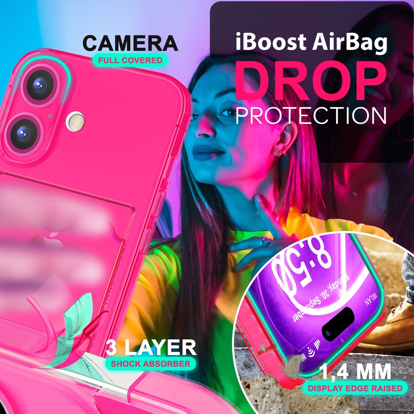 NALIA IPhone 16 Plus Hülle Kartenhalter - 2 Karten Silikon