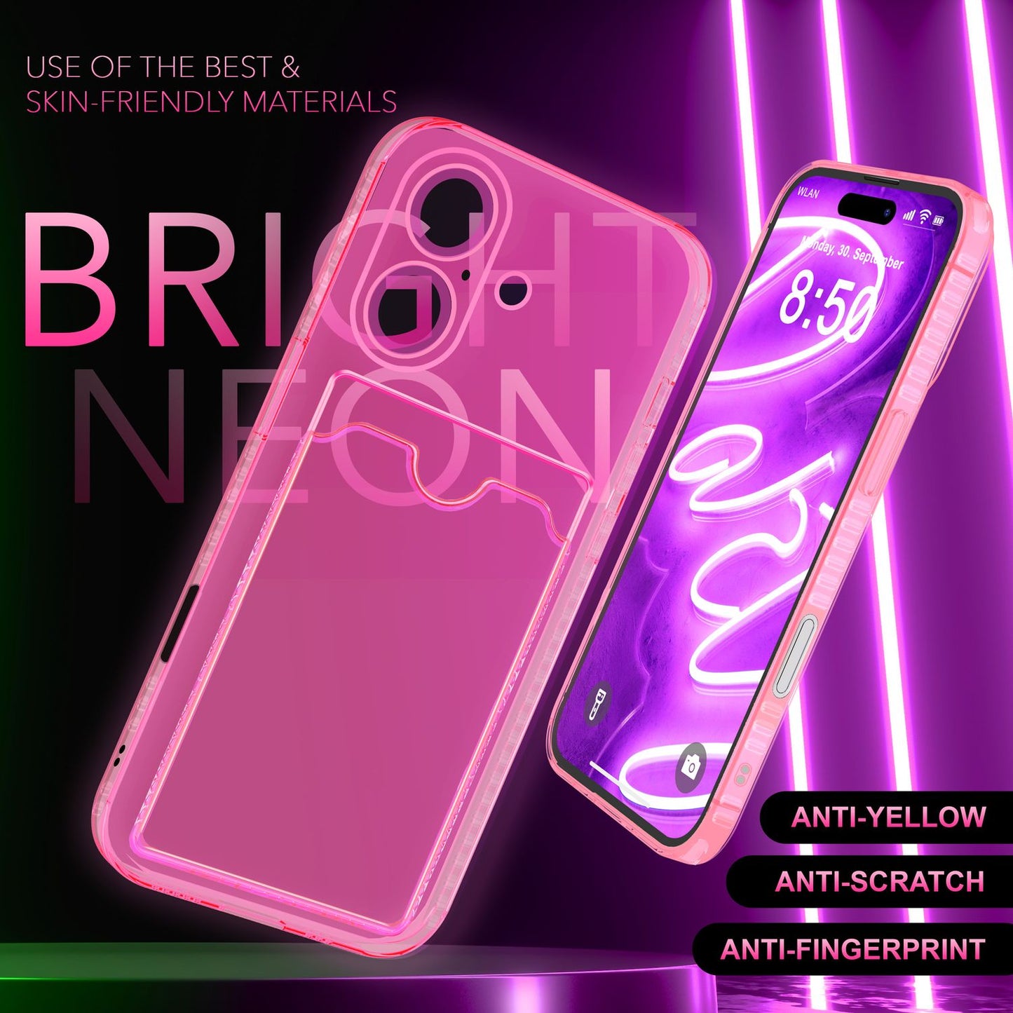 NALIA IPhone 16 Plus Hülle Kartenhalter - 2 Karten Silikon